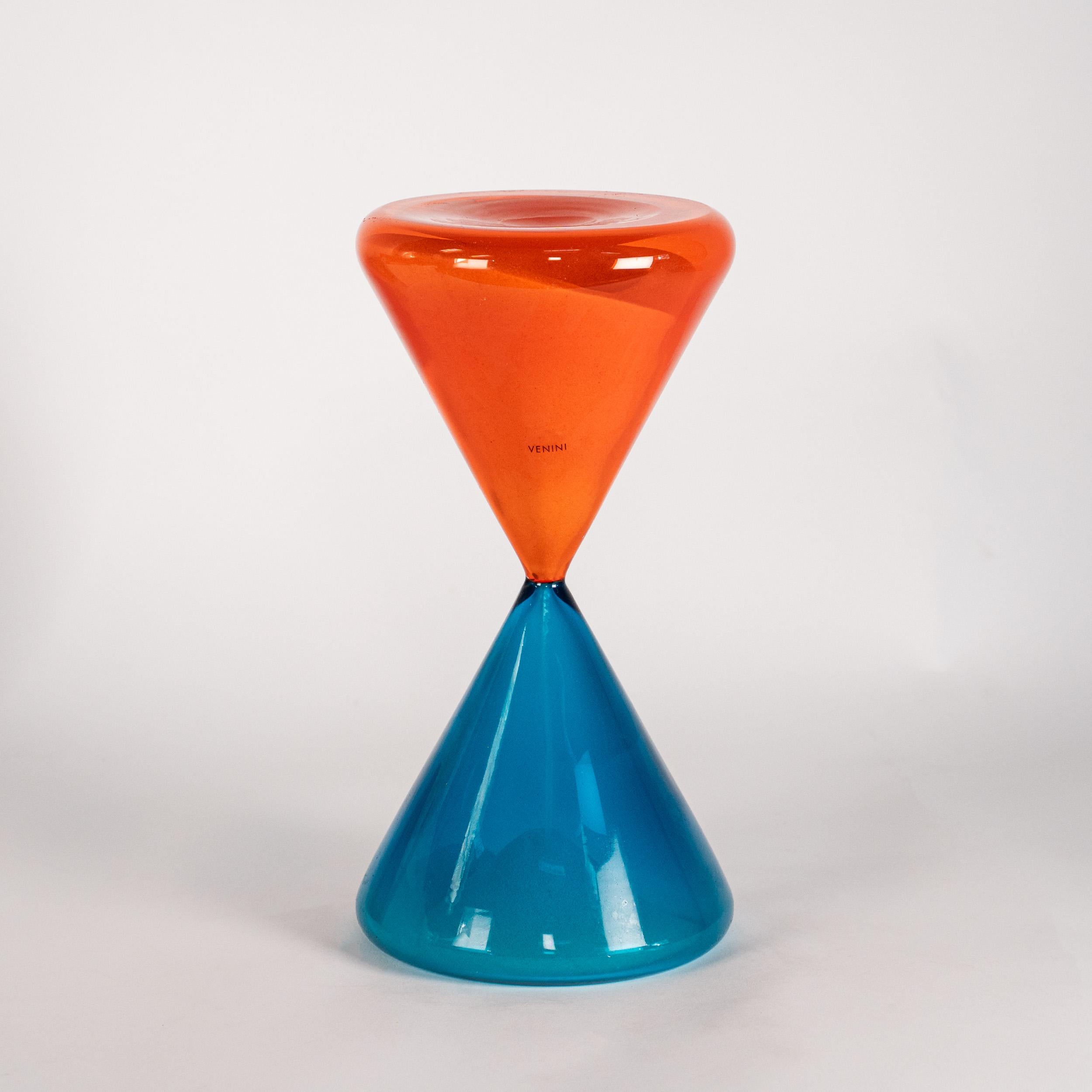 Mid-Century moderno Venini Clessidra Arancione/Acquamarina Edizione Limitata pz 17/199 anno 2009 in vendita