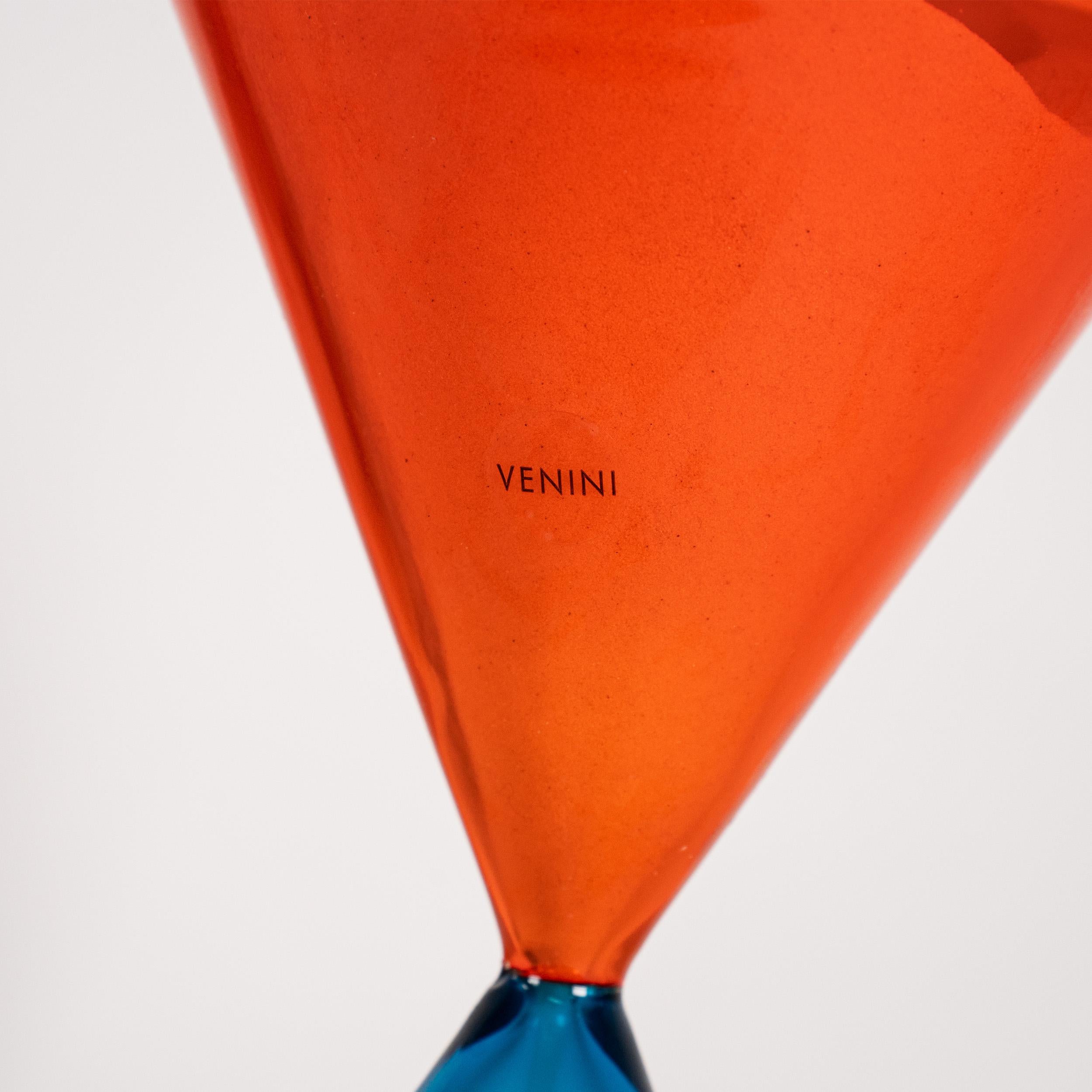 Italiano Venini Clessidra Arancione/Acquamarina Edizione Limitata pz 17/199 anno 2009 in vendita