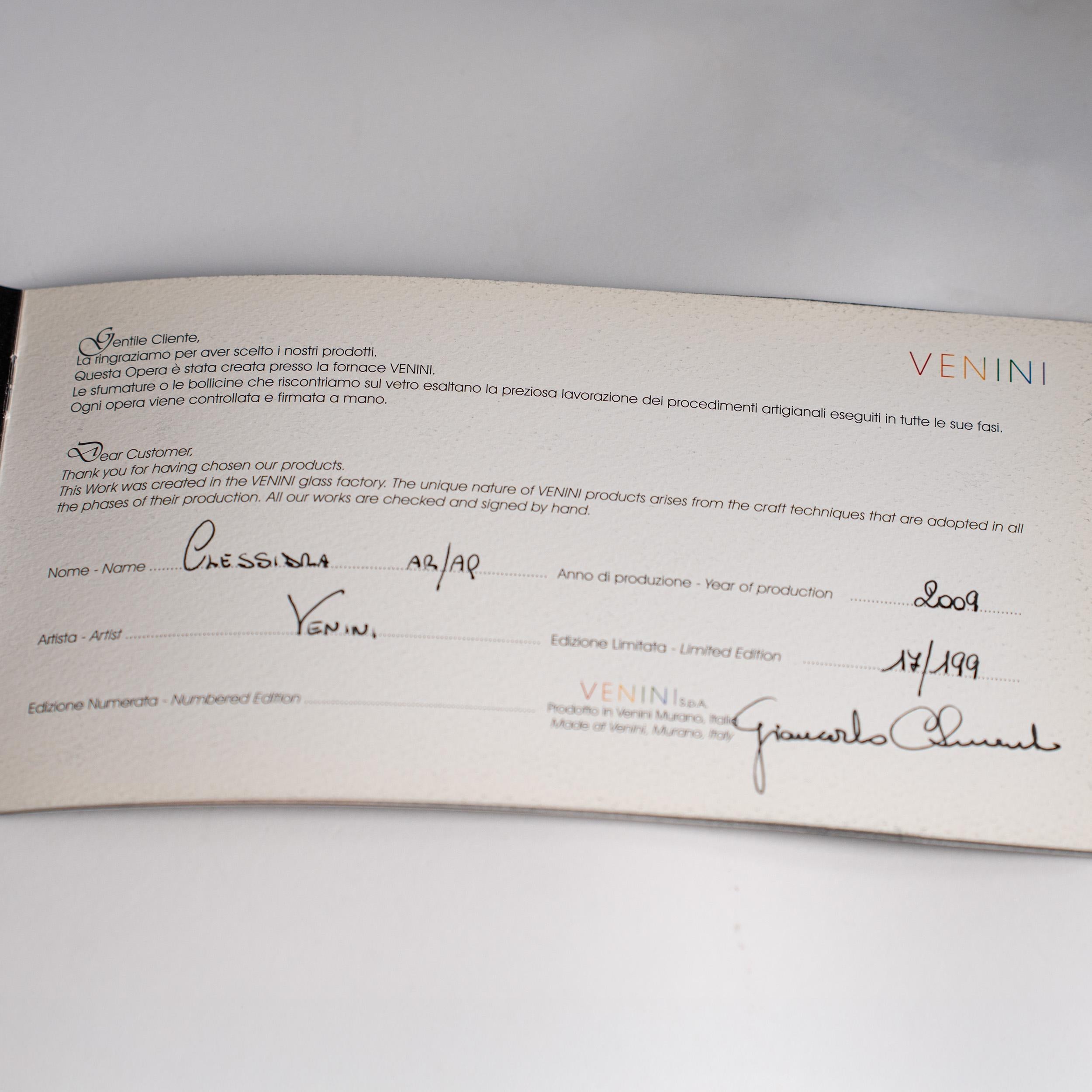 Venini Clessidra Arancione/Acquamarina Edizione Limitata pz 17/199 anno 2009 in vendita 1