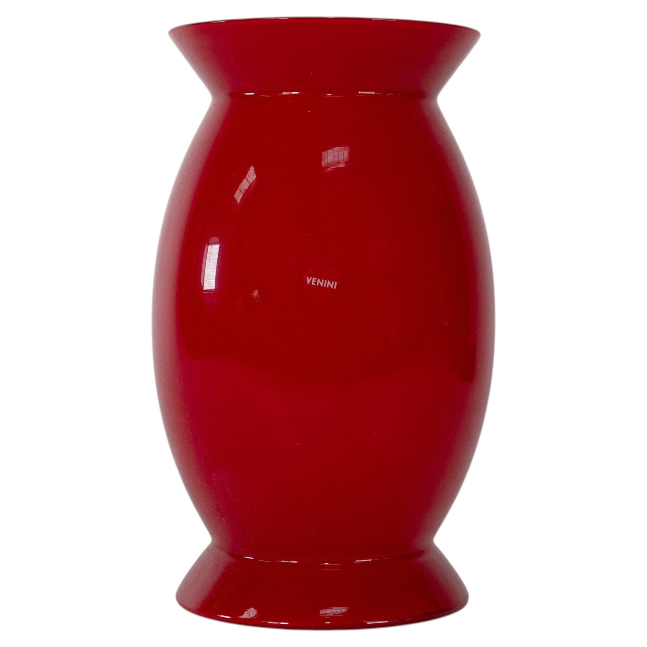 VENINI Idalion Red Murano Glass Vase, Signed 2006 Alessandro Mendini, Italy For Sale