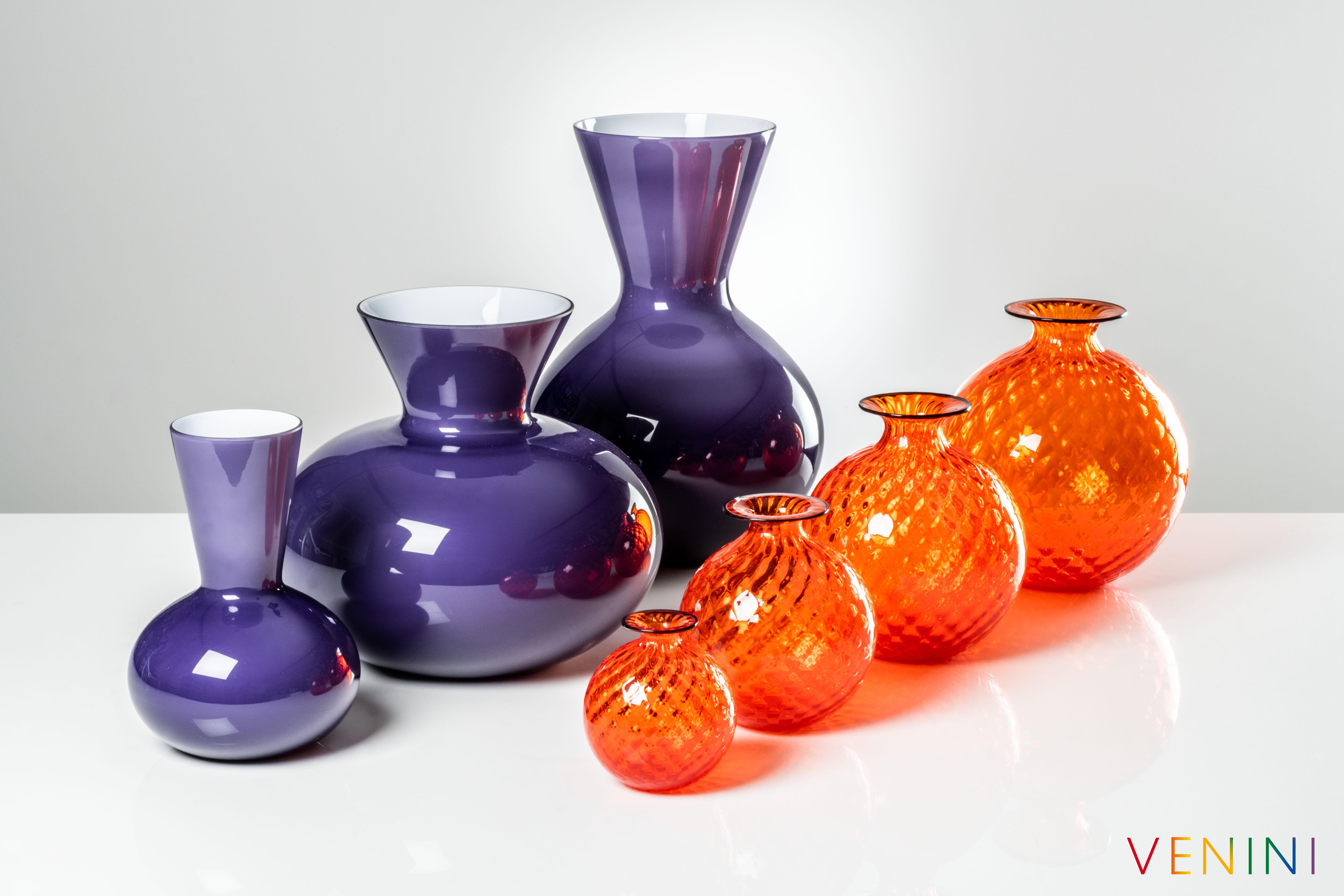 Modern Venini Idria Large Glass Vase in Violet