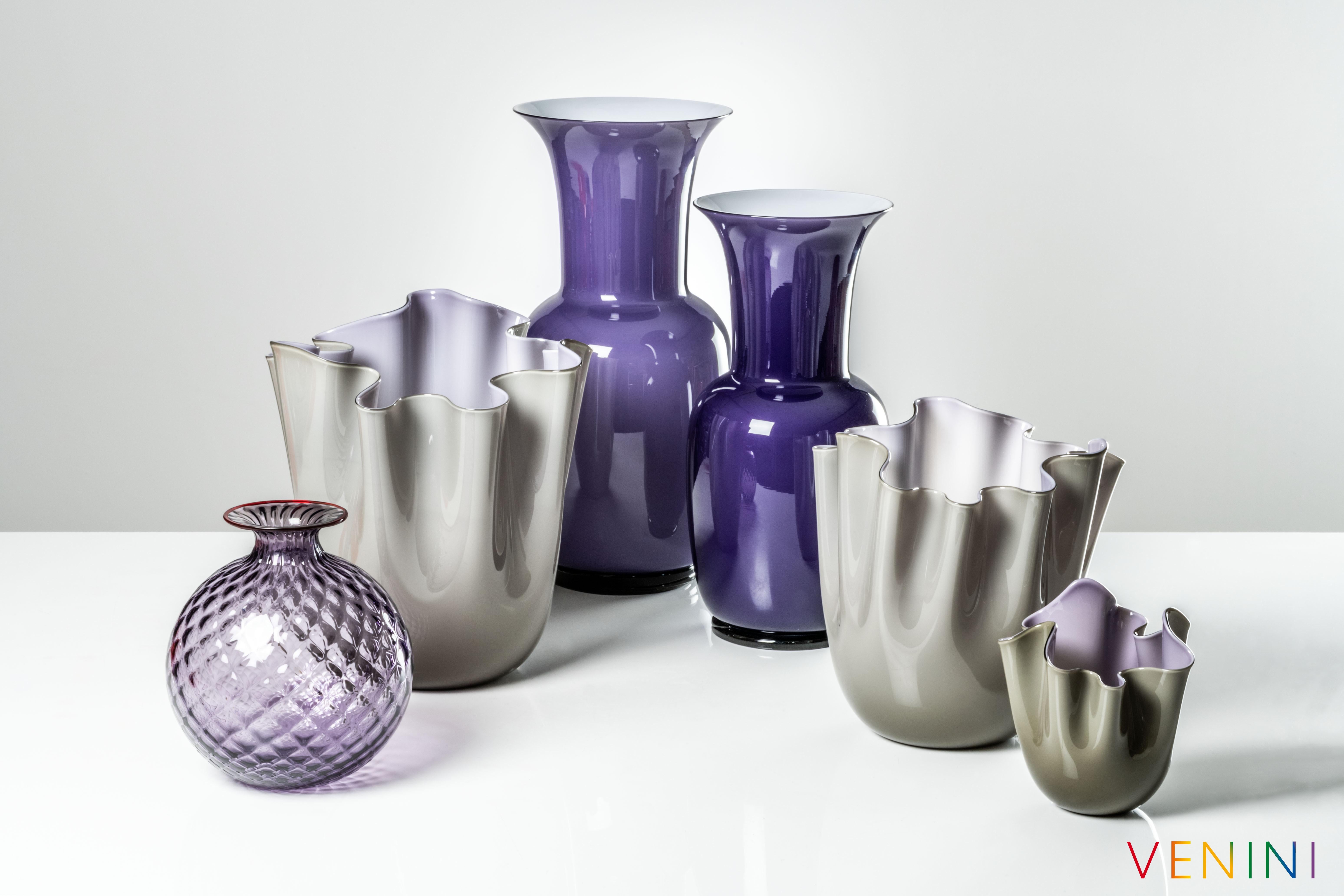 Italian Venini Idria Large Glass Vase in Violet