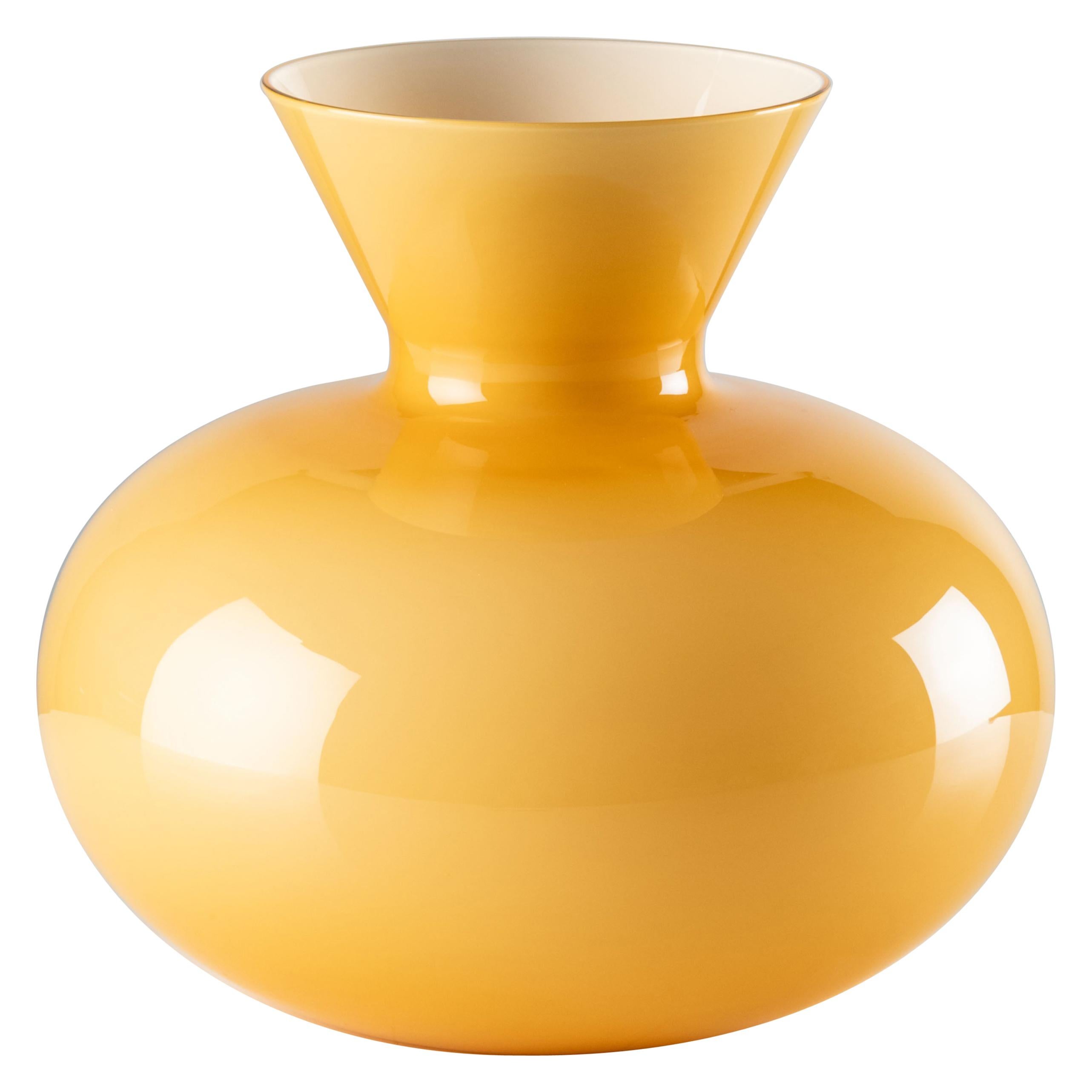 Grand vase Venini Idria en verre de Murano ambré en vente