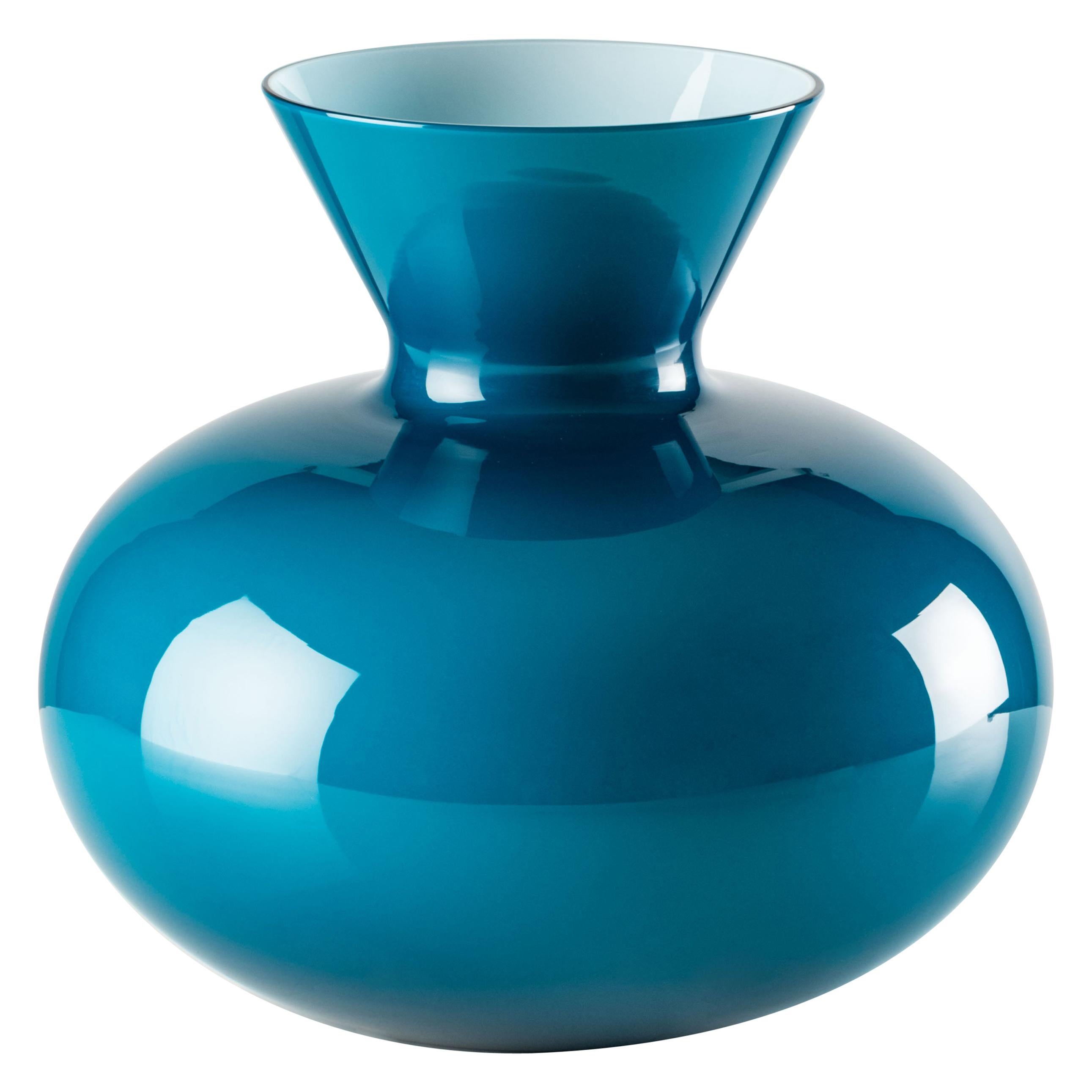 Venini Idria grand vase Horizon blanc laiteux à l'intérieur de Murano en vente