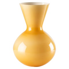 Venini Idria Medium Vase in Amber Milk White Murano Glass