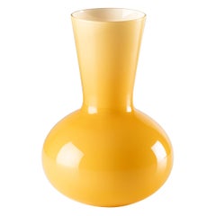 Venini Idria Small Vase in Amber Milk White Inside Murano Glass