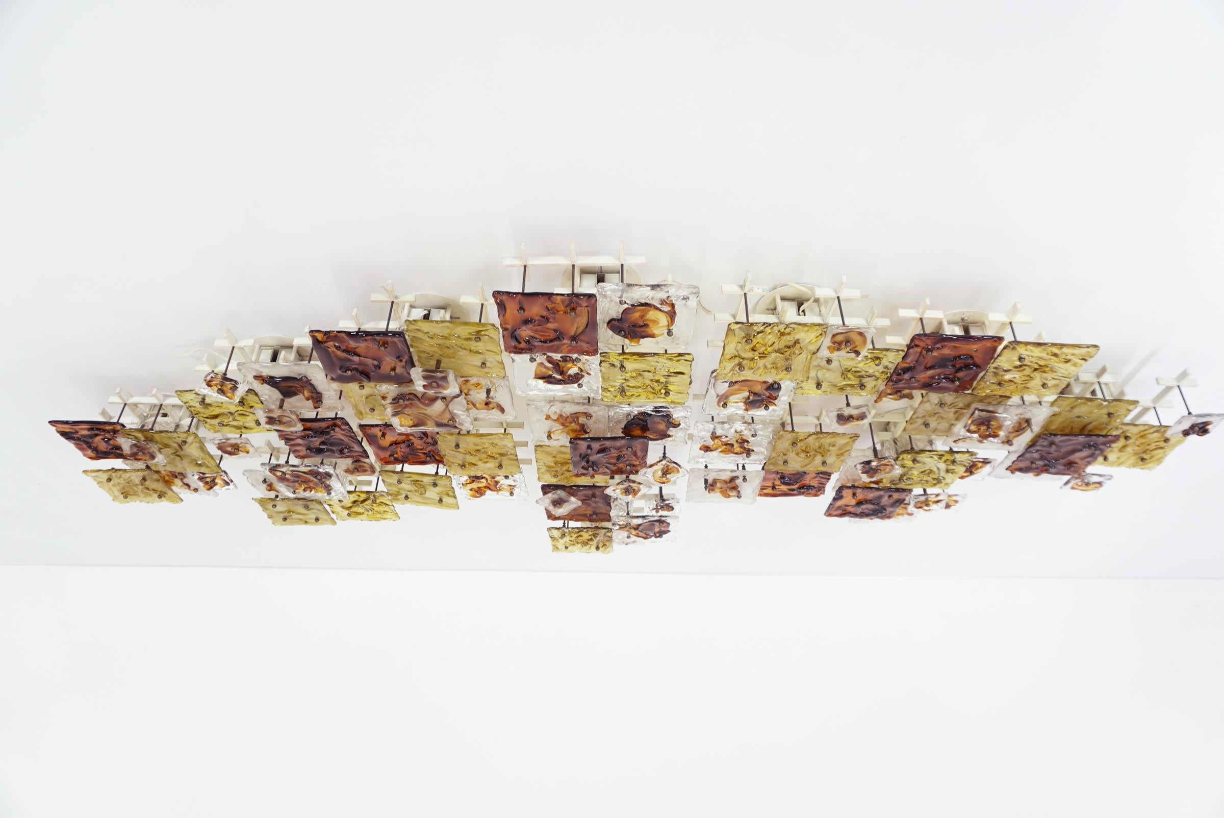 Lacquered Venini Impressive Set of 13 Wall Sconces or Flush Light by Toni Zuccheri For Sale