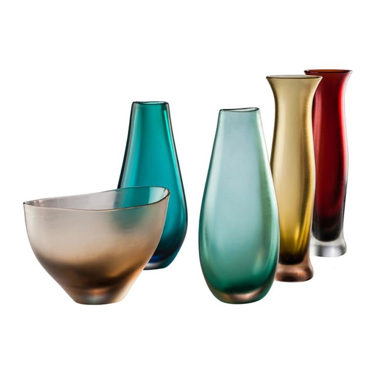 Italian Venini Incisi Glass Vase in Garnet Red by Paolo Venini