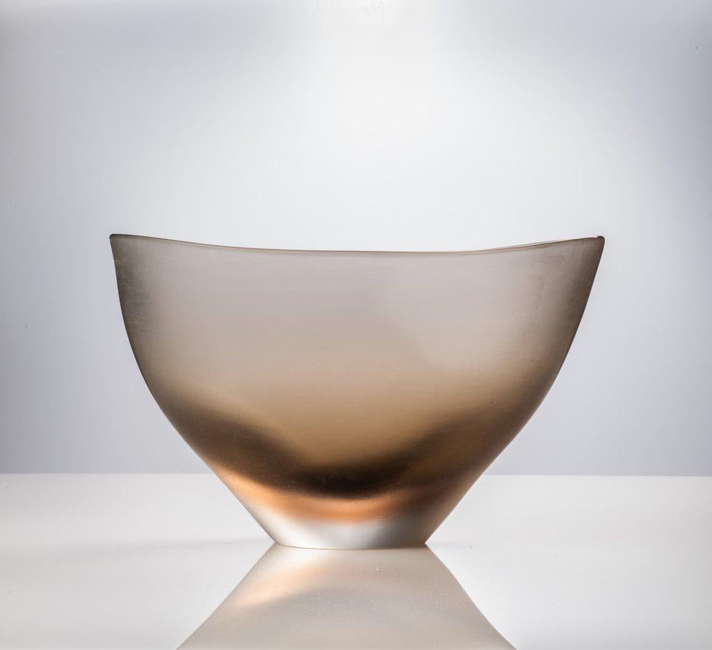 Modern Venini Incisi Glass Vase in Quartz by Paolo Venini