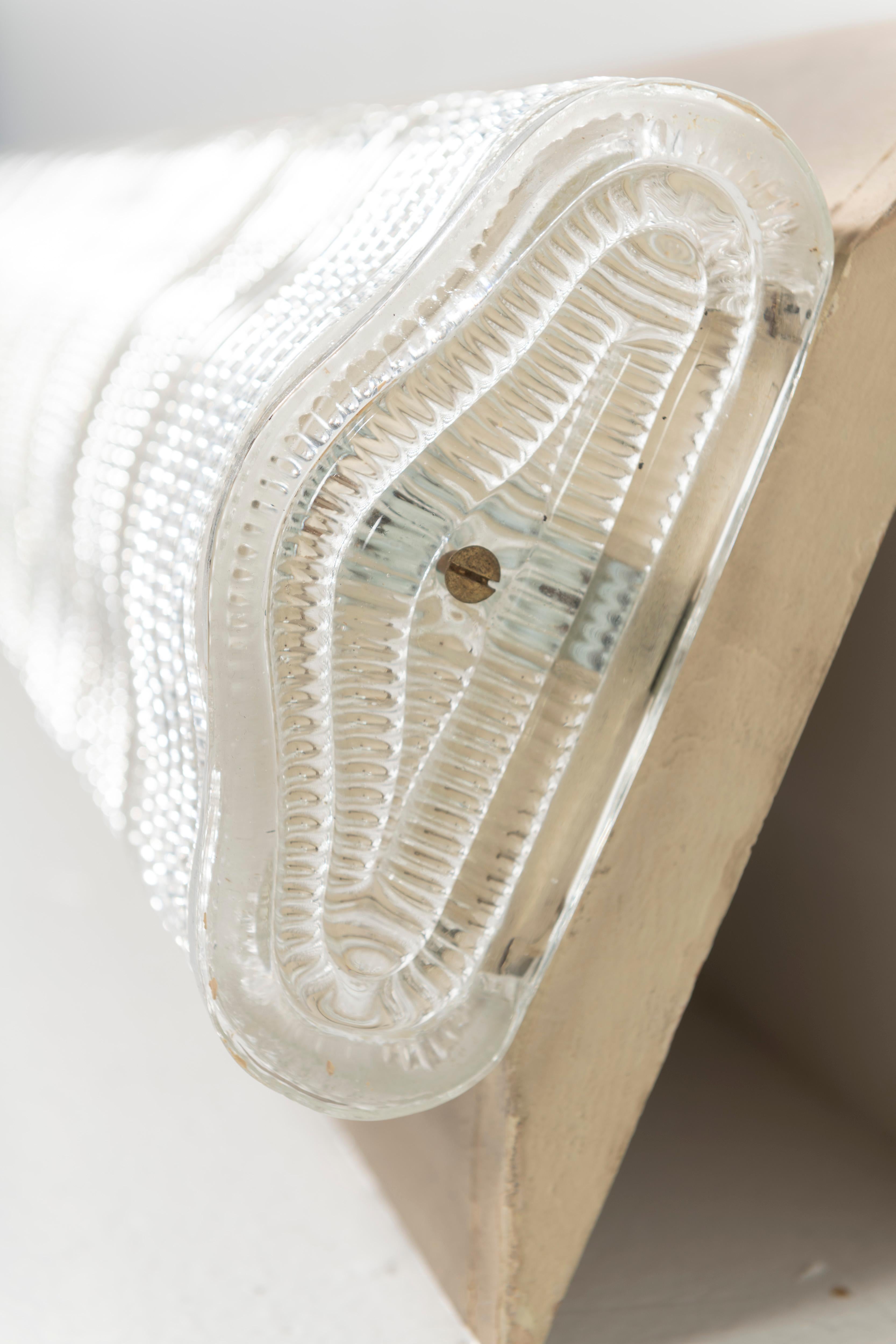Lampada da soffitto Venini in vetro increspato con struttura in metallo in vendita 1