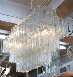 Venini Italian Mid-Century Modern Chandelier with Tronchi Glass Tubes