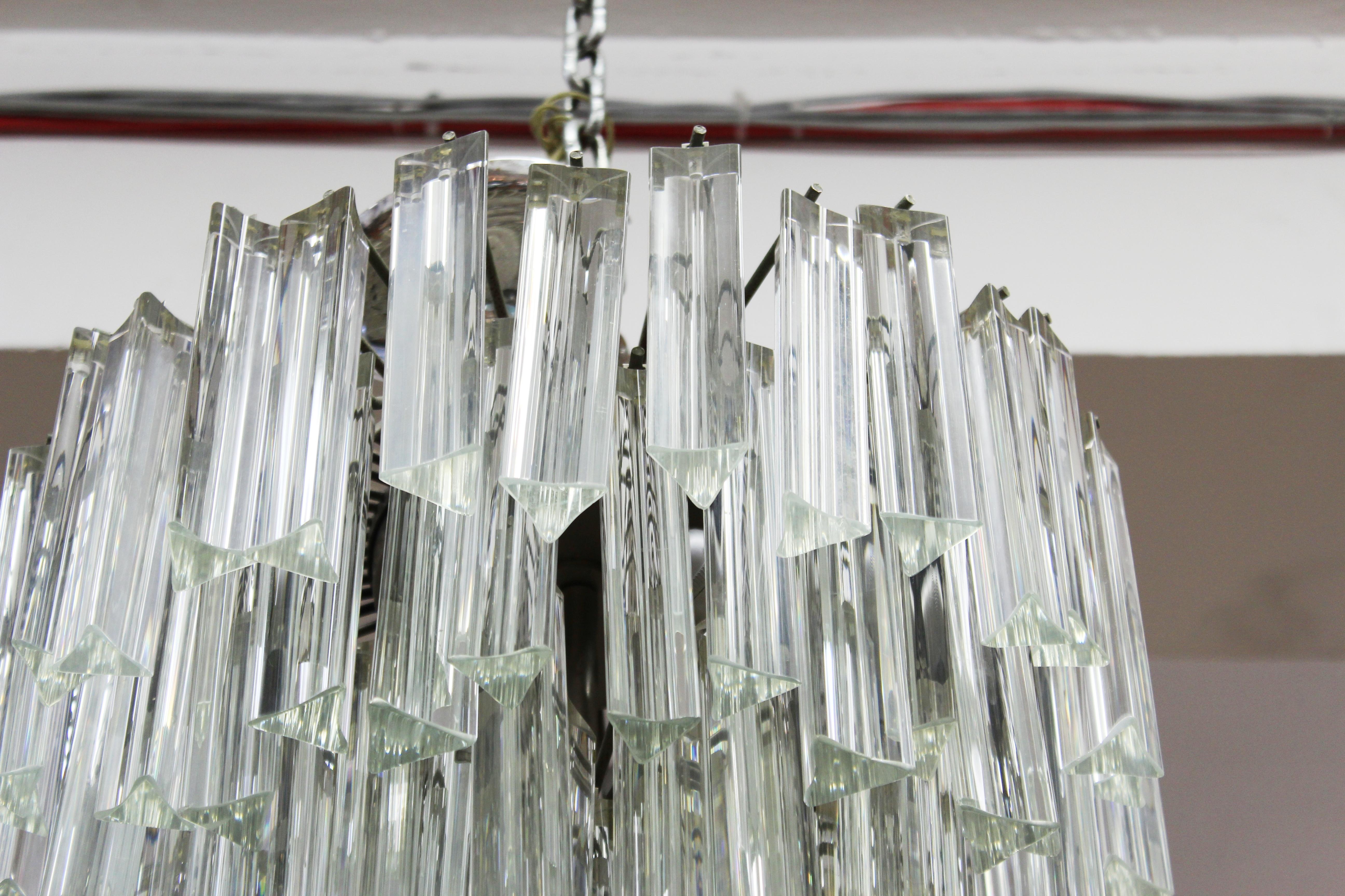 20th Century Venini Italian Mid-Century Modern Triedri Glass Prism Chandelier