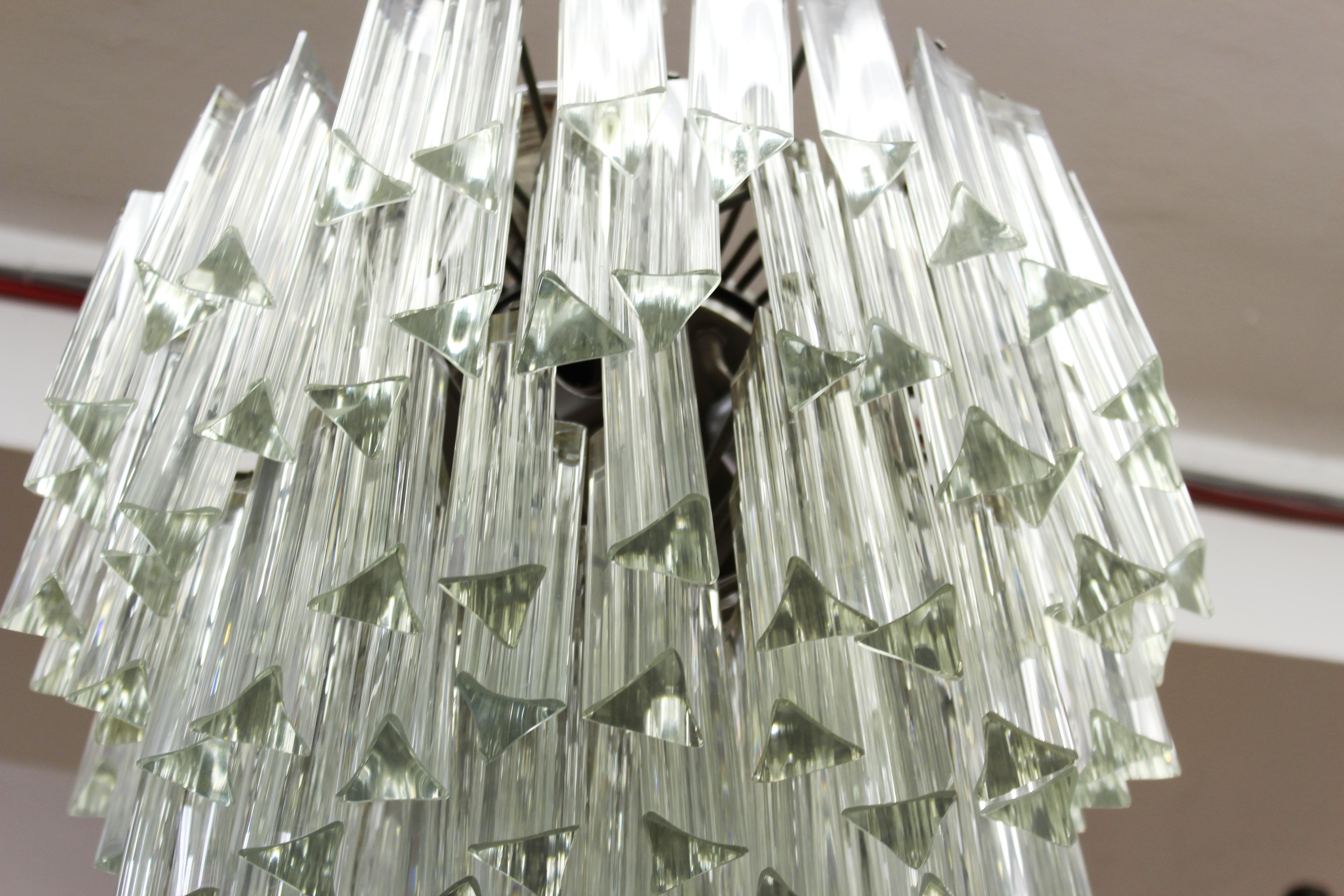 Venini Italian Mid-Century Modern Triedri Glass Prism Chandelier 2
