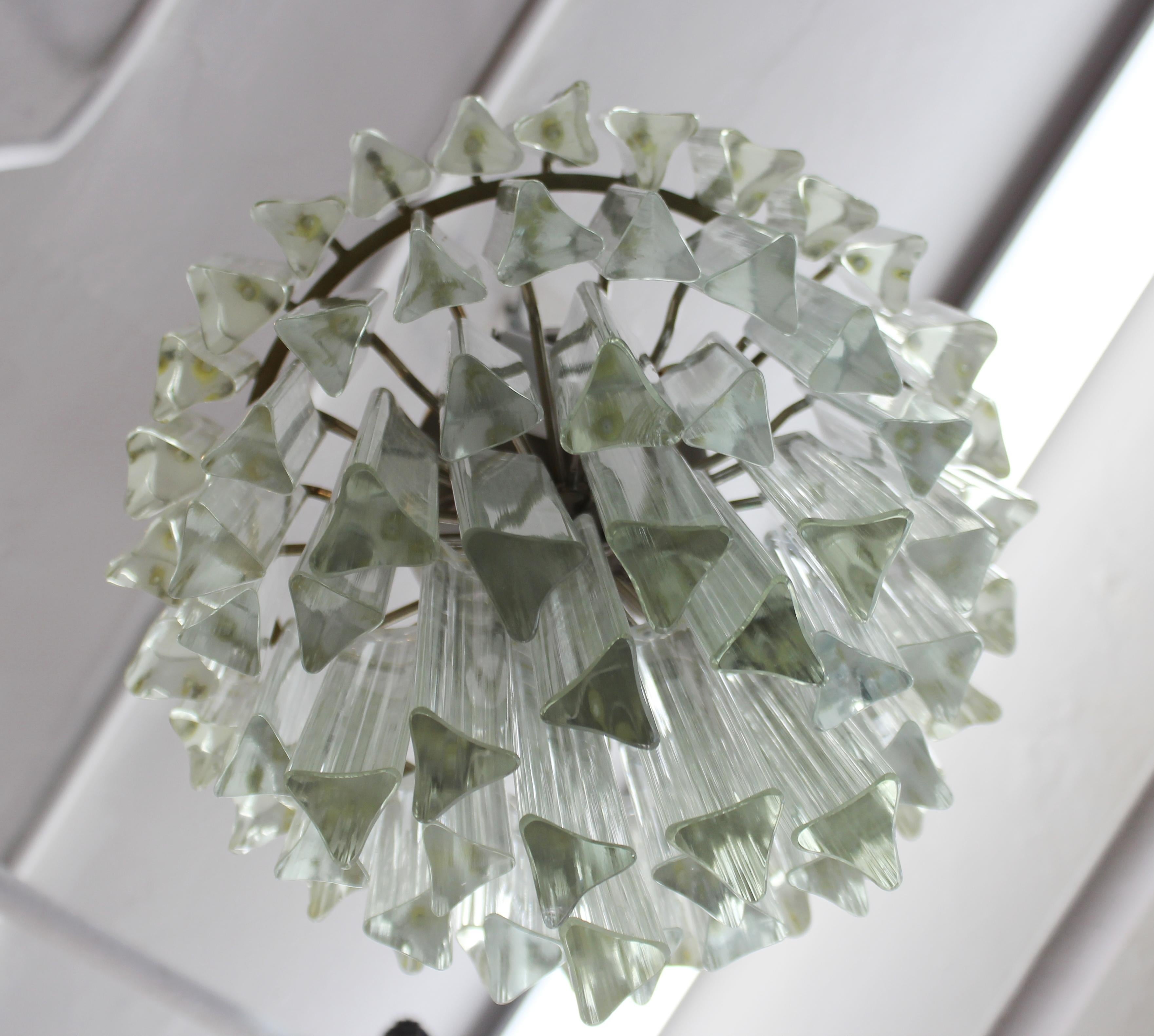 Venini Italian Modern Glass Chandelier with Triedri Prisms In Good Condition In New York, NY
