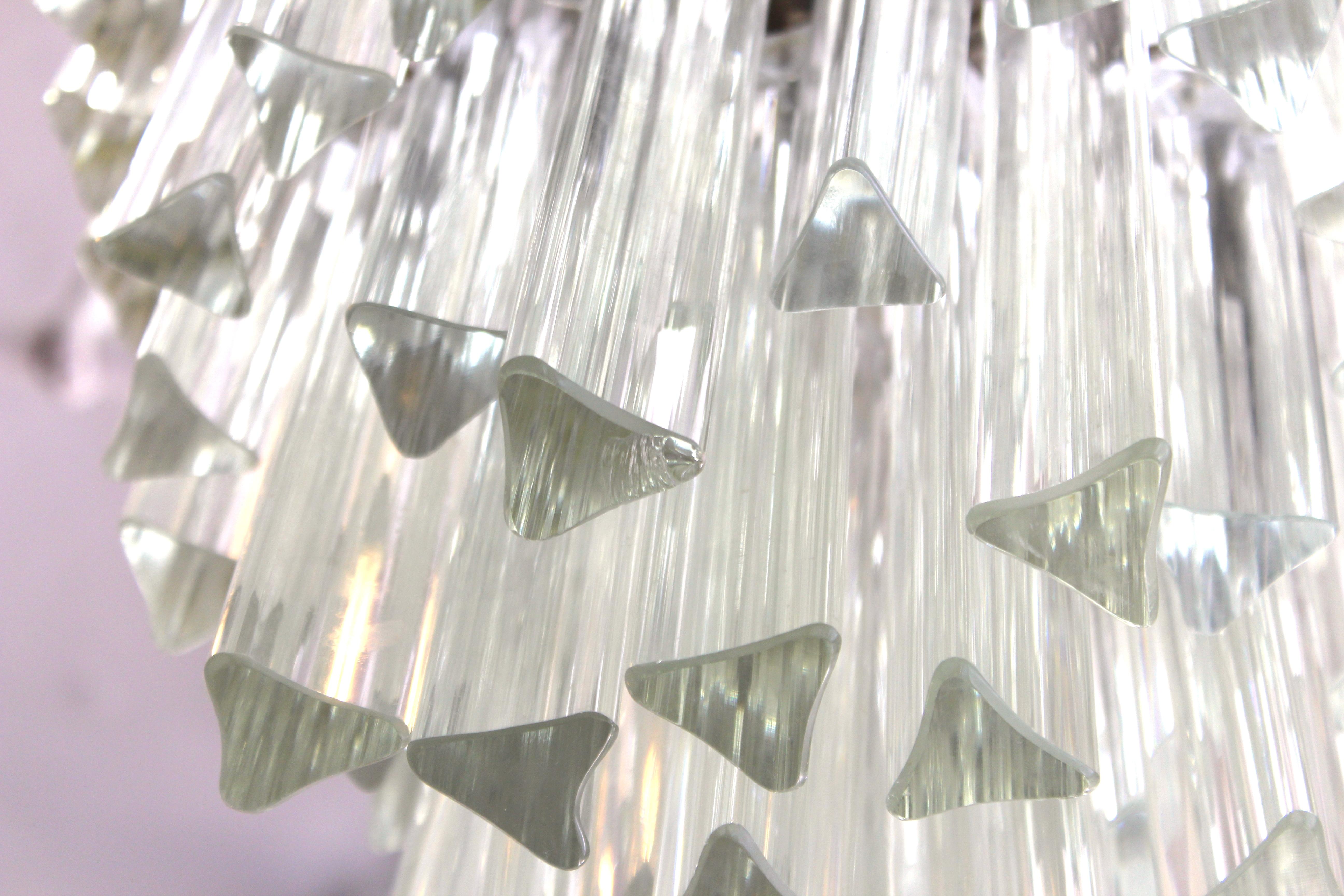 20th Century Venini Italian Modern Glass Chandelier with Triedri Prisms