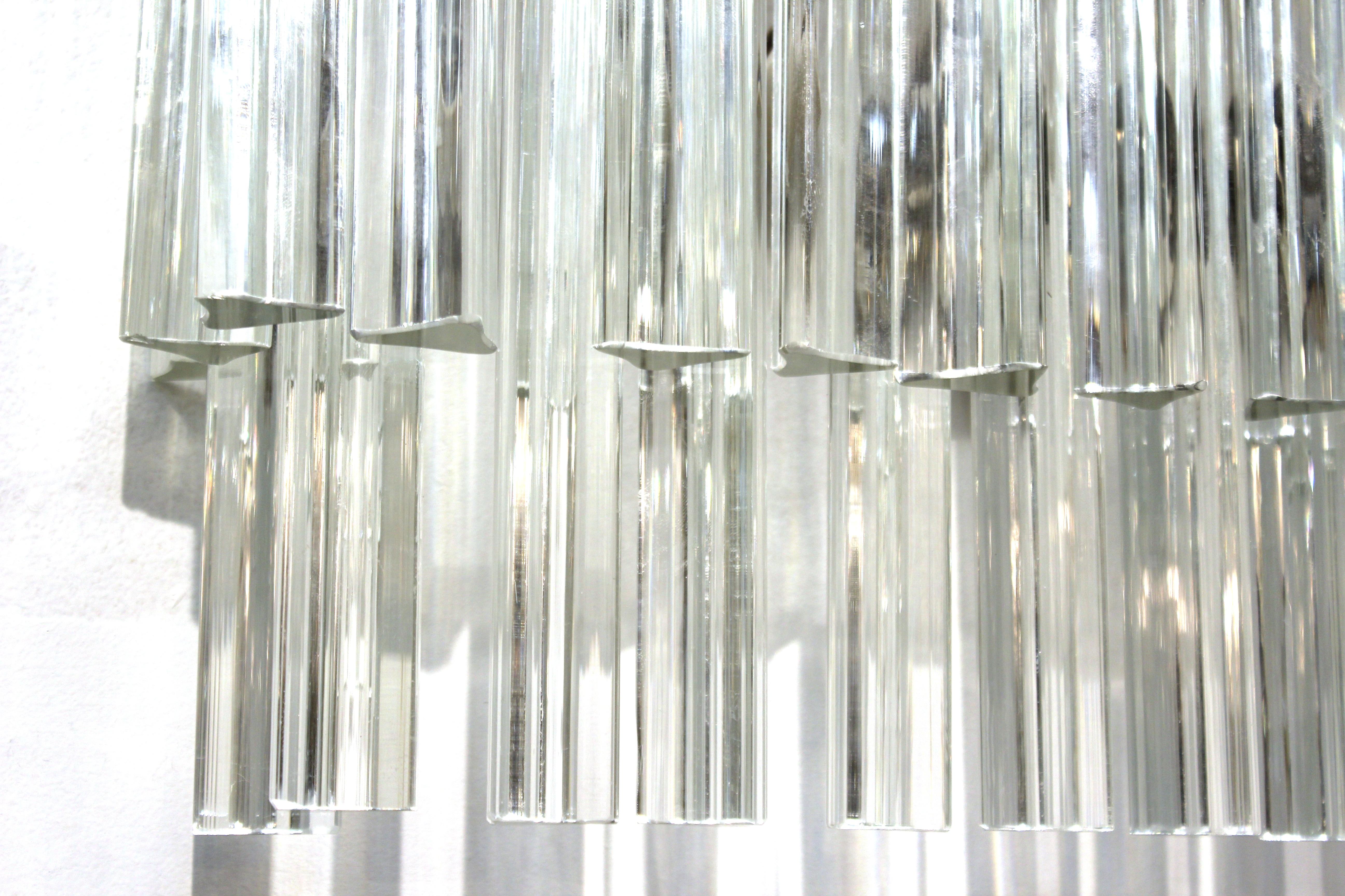 Venini Italian Modern Glass Sconces with Triedri Prisms 1