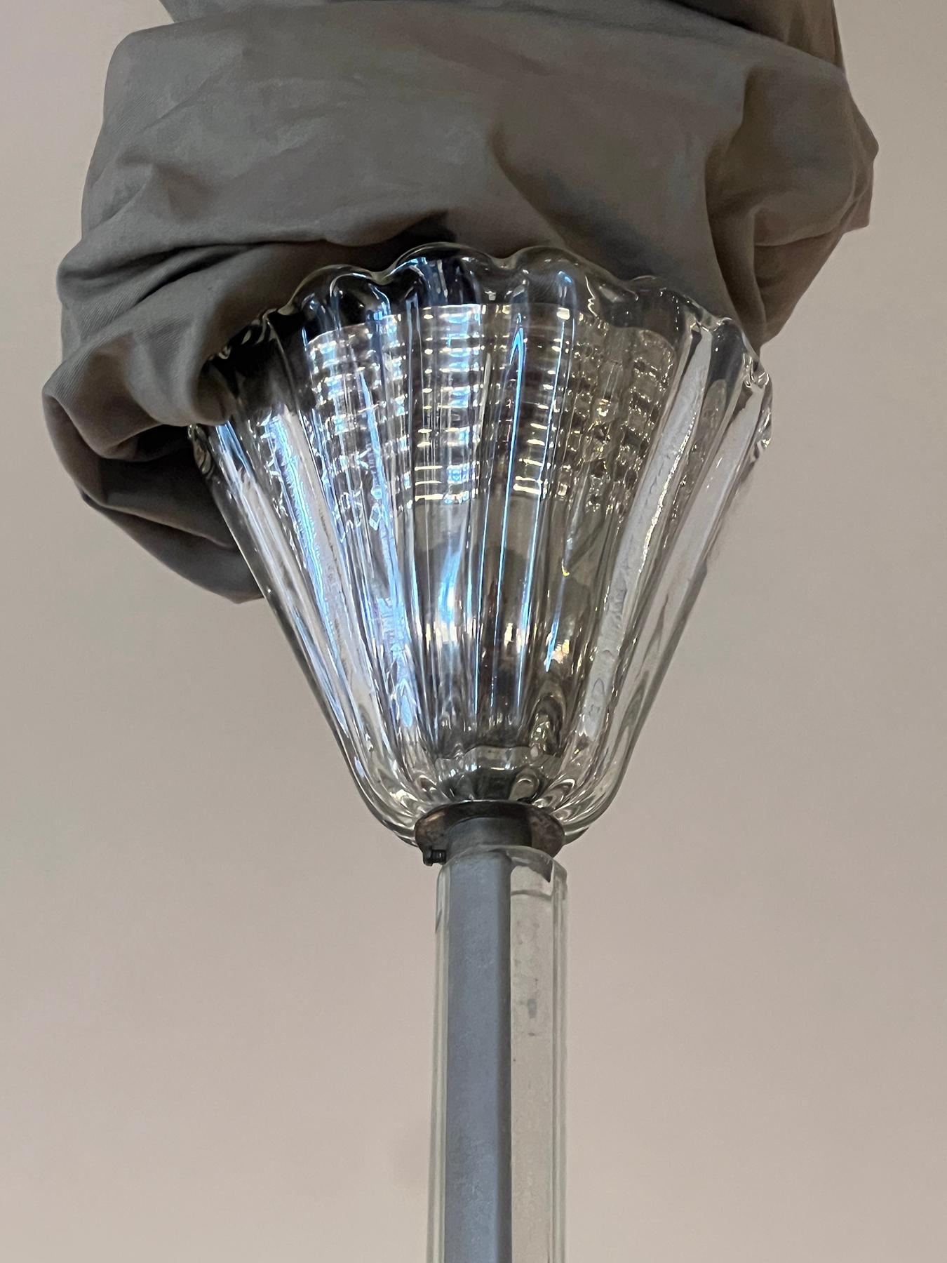 Venini Lampadario a tre luci in vetro trasparente italiano di Murano anni '50 in vendita 1