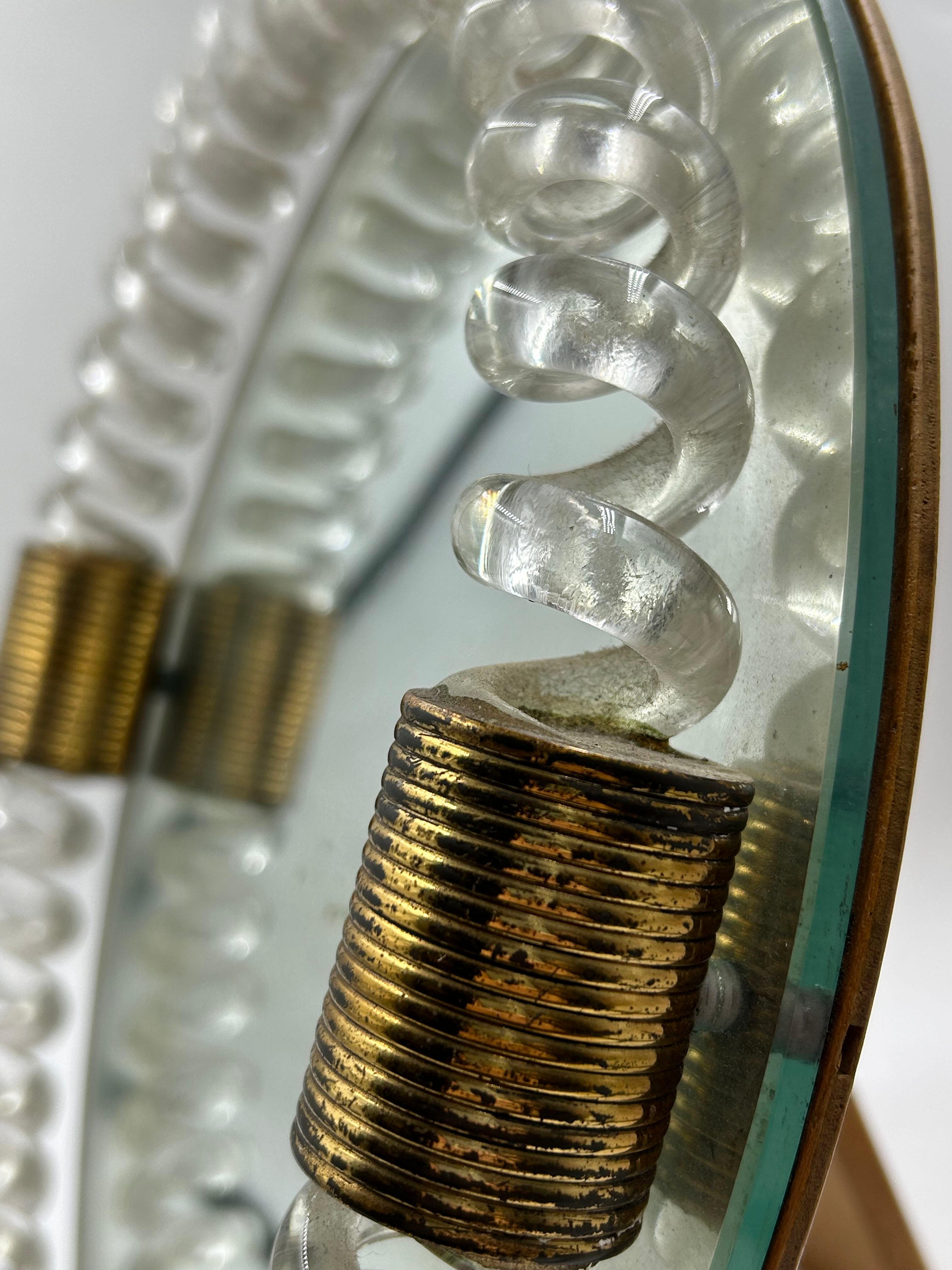 Venini Italian Twisted Glass Vanity Mirror (miroir de courtoisie en verre torsadé) Bon état - En vente à Autonomous City Buenos Aires, CABA