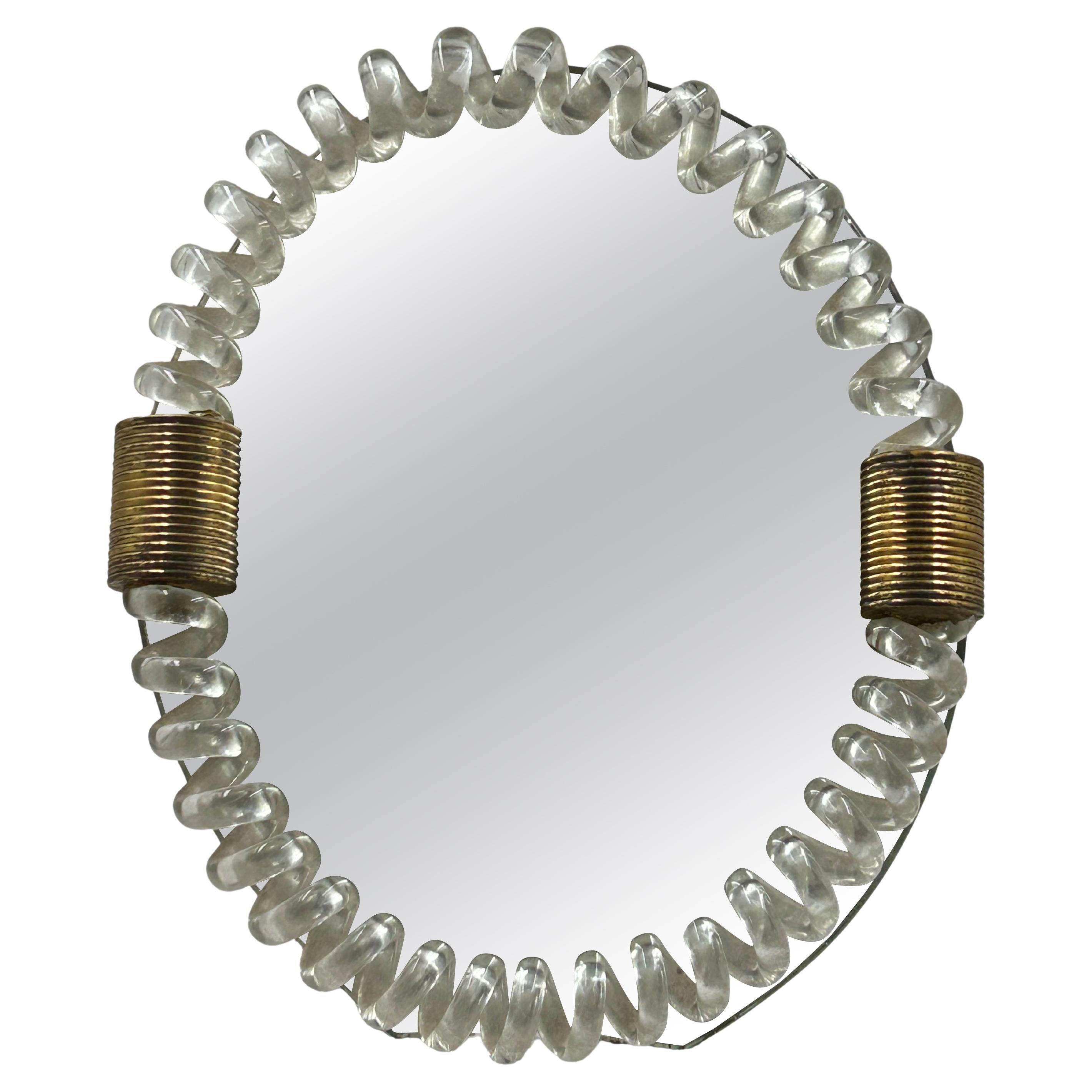 Venini Italian Twisted Glass Vanity Mirror (miroir de courtoisie en verre torsadé)