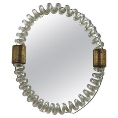 Venini Italian Twisted Glass Vanity Mirror (miroir de courtoisie en verre torsadé)
