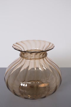 Venini Italian Vase in Murano Brown Glass, Signed 1925