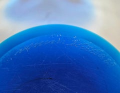 Venini Italy 85s Colorless Murano Glass Bowl With Blue Decoration Mid-Century