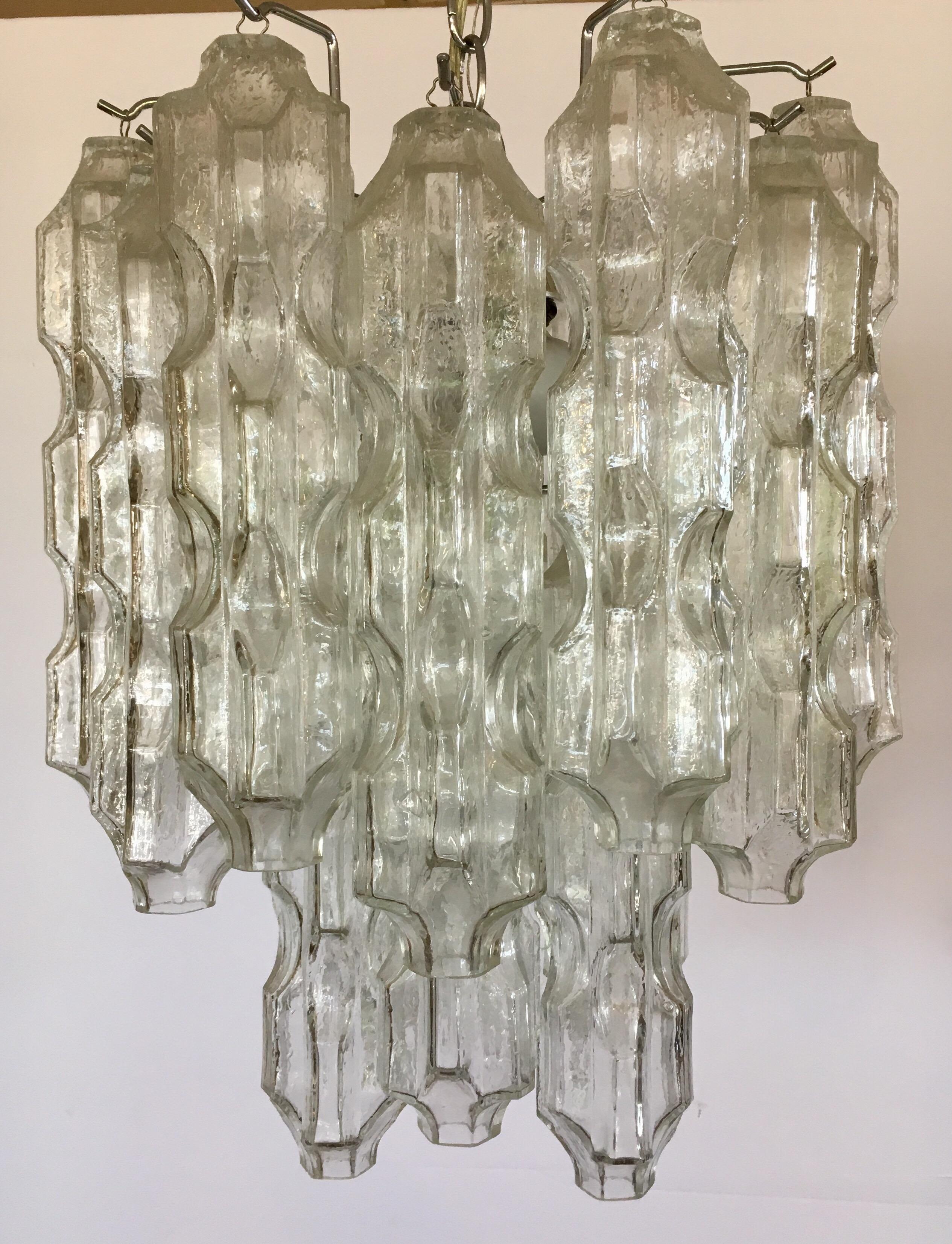 Italian Venini Italy Murano Glass Mid-Century Modern Chandelier by Toni Zuccheri