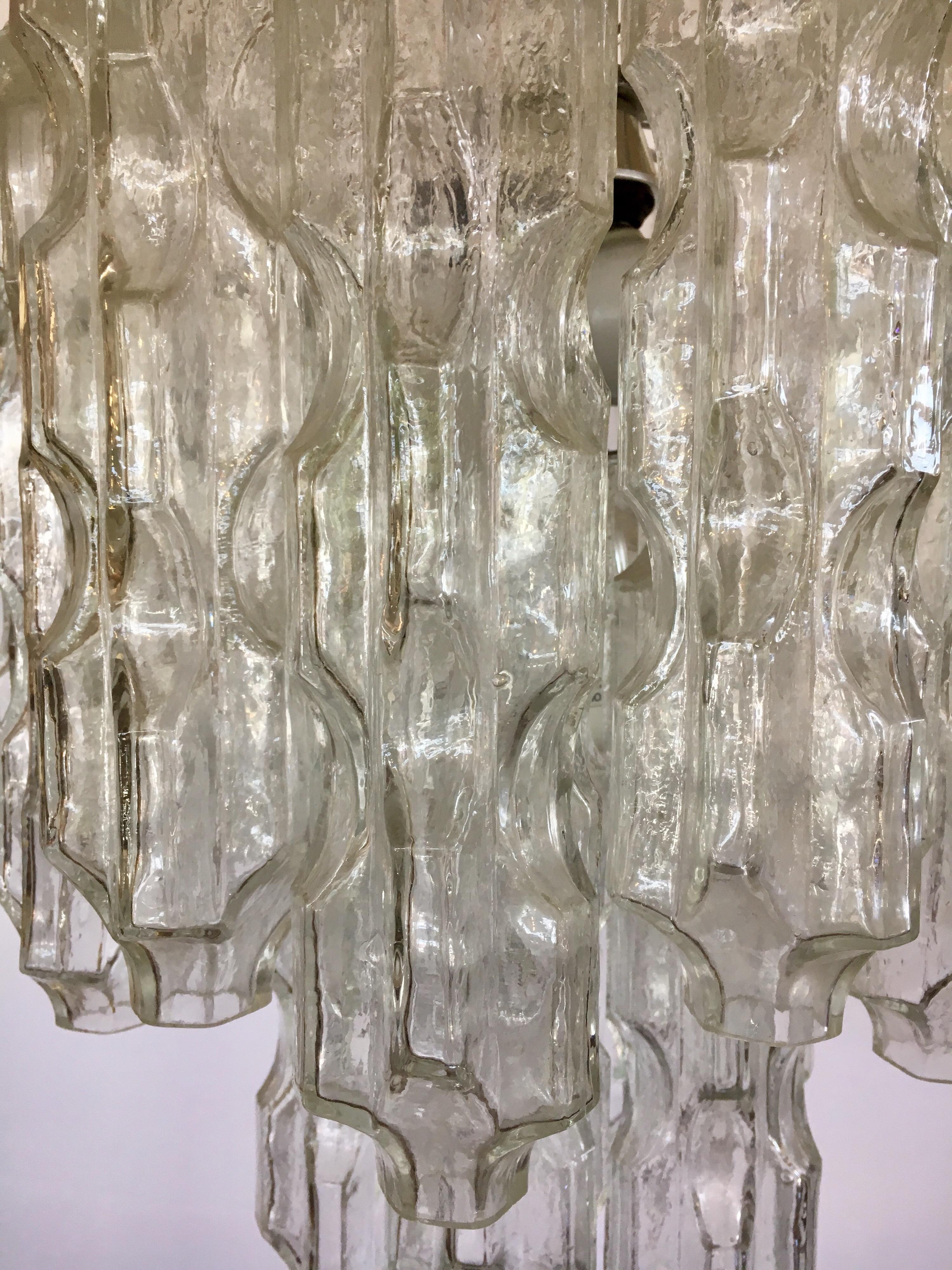 Metal Venini Italy Murano Glass Mid-Century Modern Chandelier by Toni Zuccheri