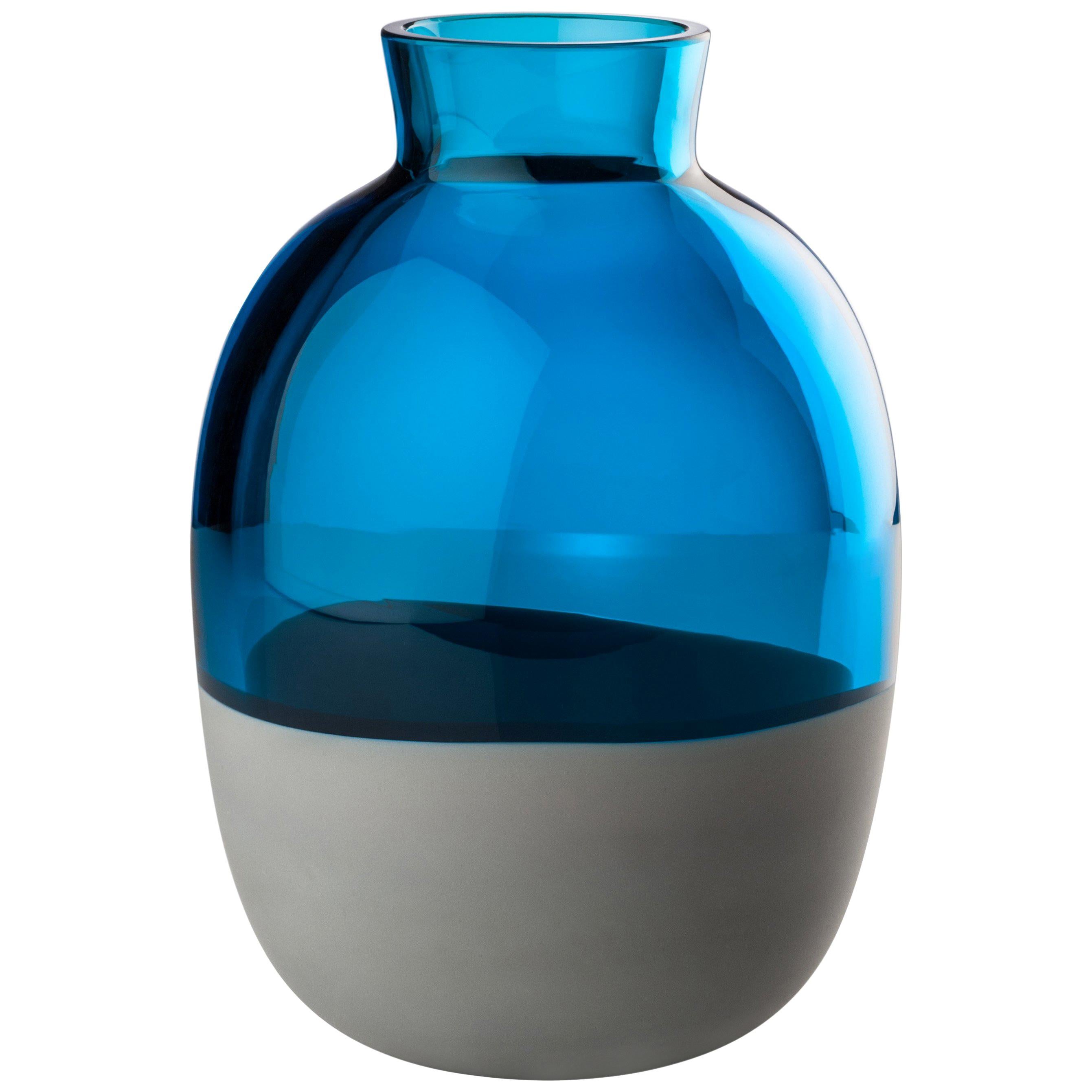 Venini Koori Vase in Aquamarine and Concrete by Emmanuel Babled