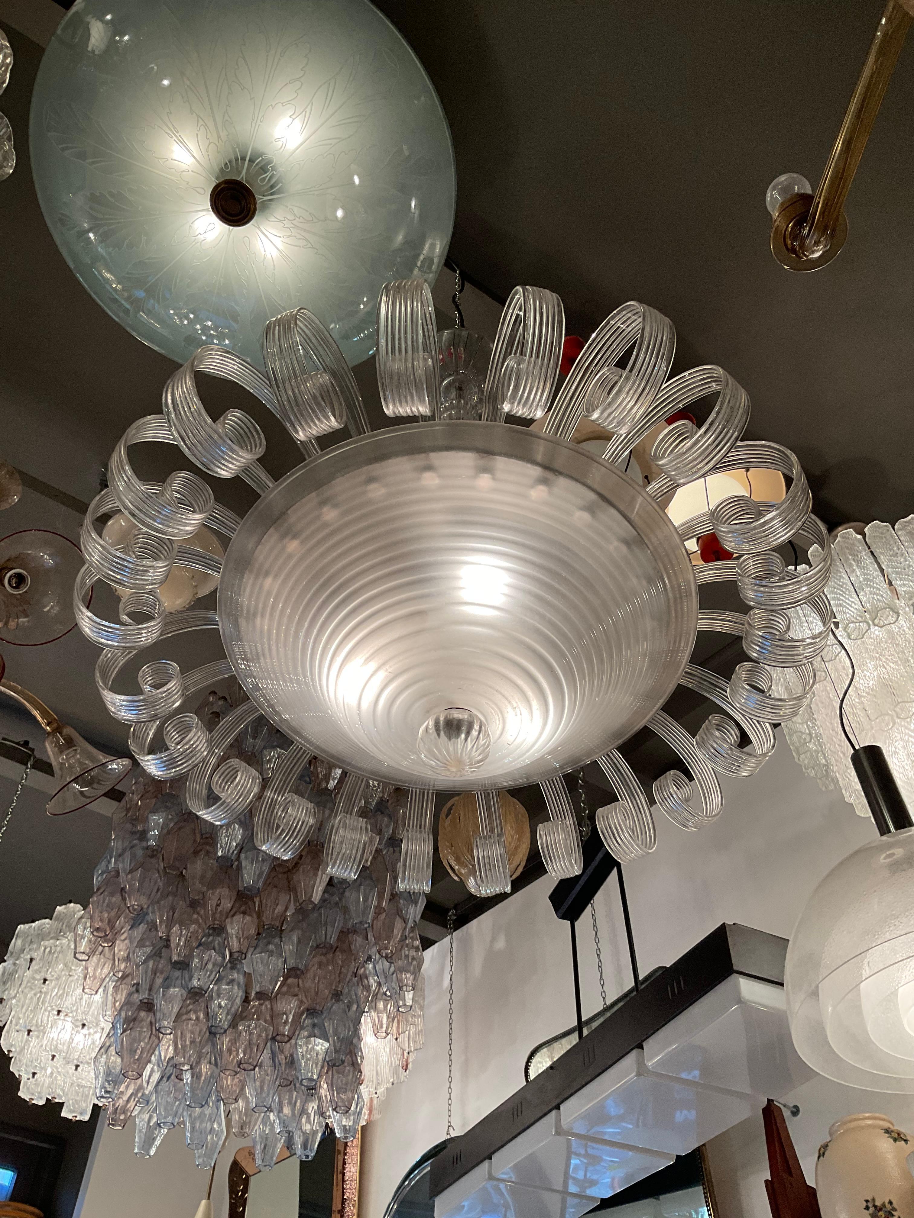 Murano Glass VENINI - 1930s Chandelier - Art Deco - MURANO - Made in ITALY For Sale