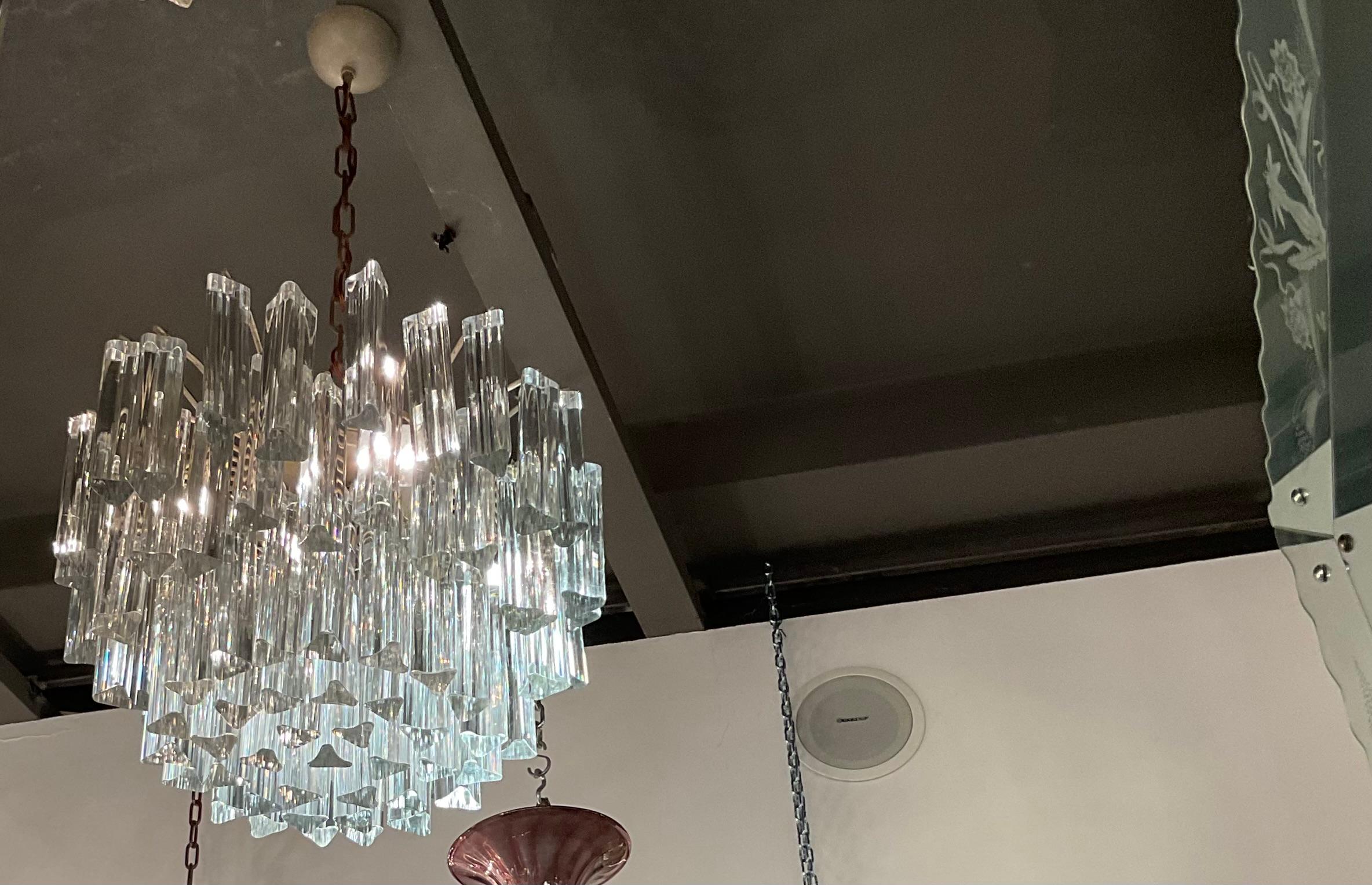 Italian VENINI - Lustre modèle TRILOBI - Verre de Murano - ITALIE 1950 en vente