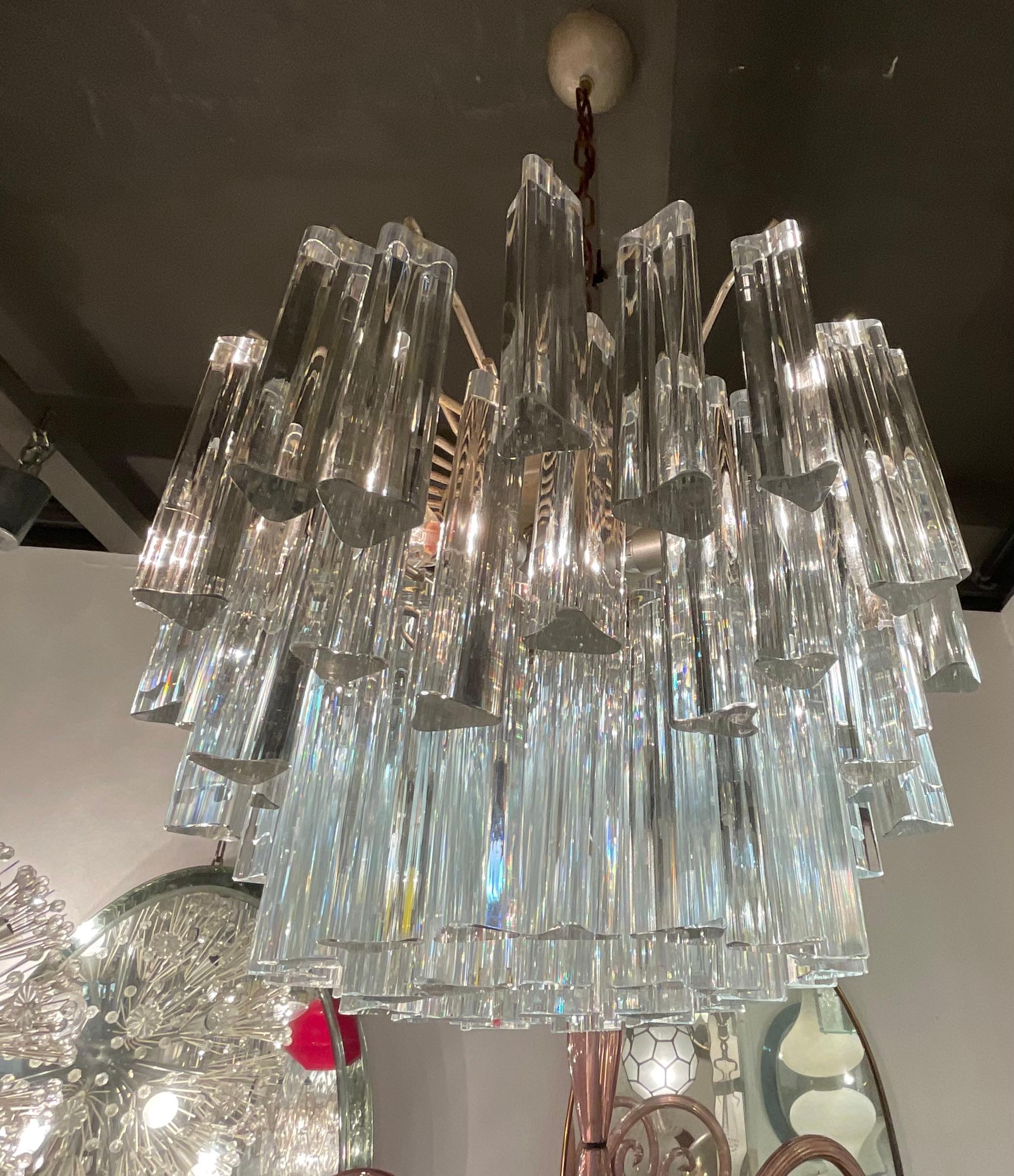 Métal VENINI - Lustre modèle TRILOBI - Verre de Murano - ITALIE 1950 en vente