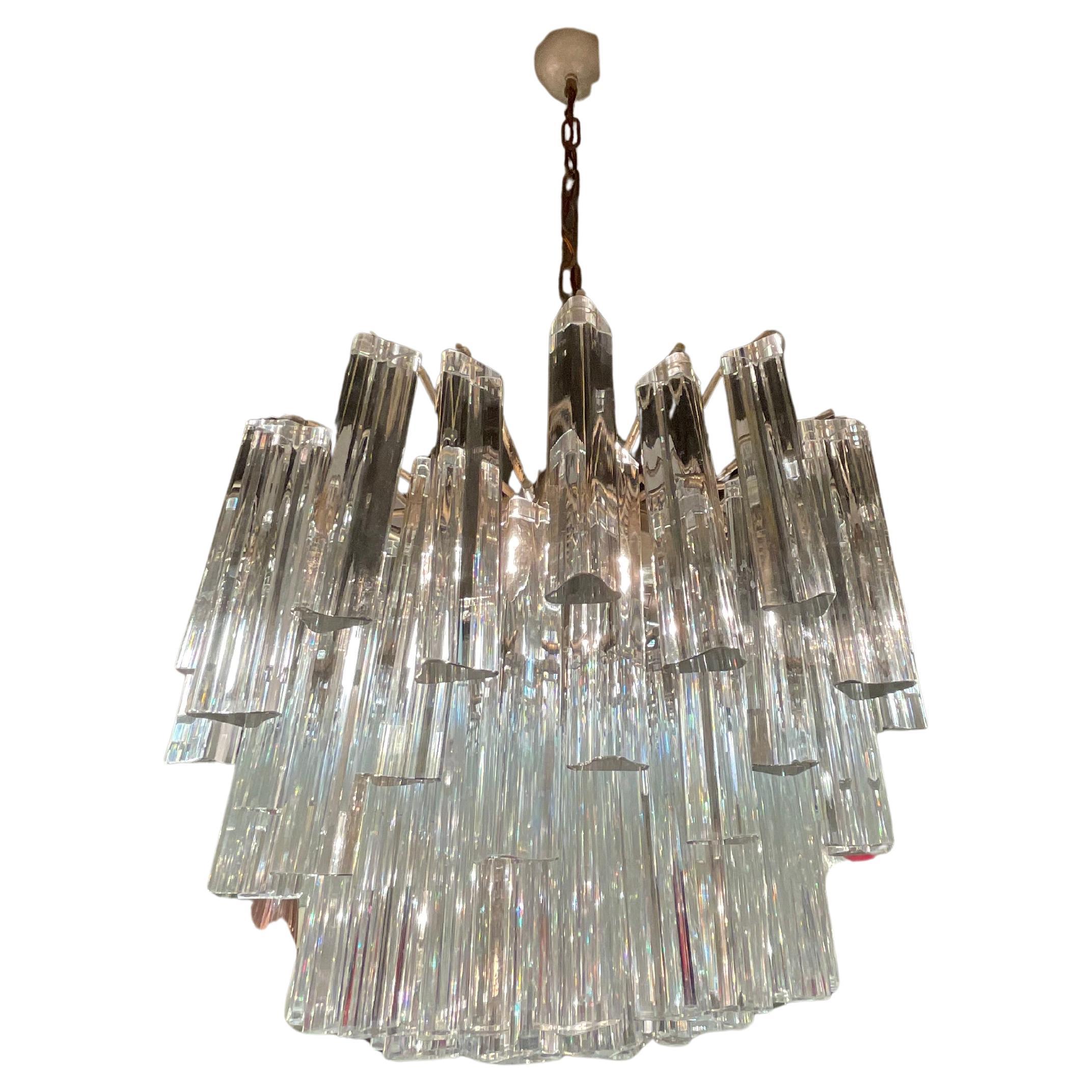 VENINI - Lámpara de araña modelo TRILOBI - cristal de Murano - ITALIA 1950