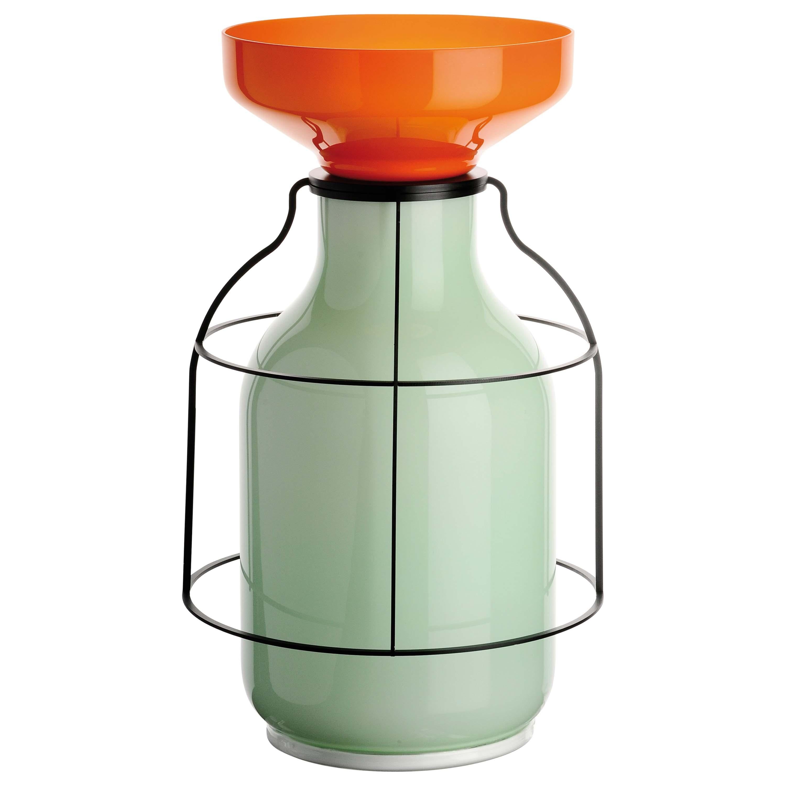Venini-Laterne-Vase in Grasgrün und Orange von Jay Osgerby & Edward Barber