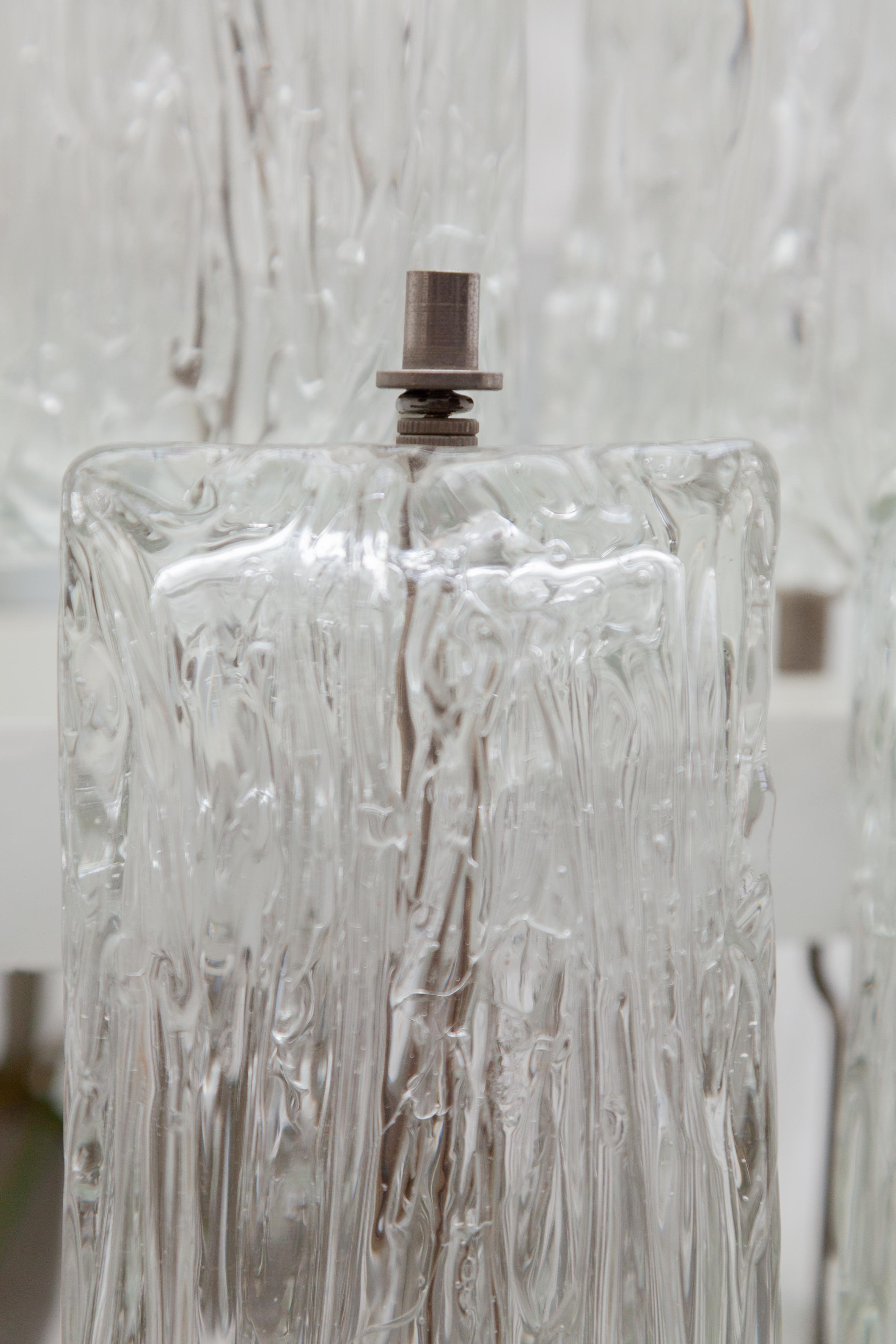 Mid-20th Century Venini Large Chandelier Iced Textured Clear Glass Five Tiers 1960s Murano, Italy