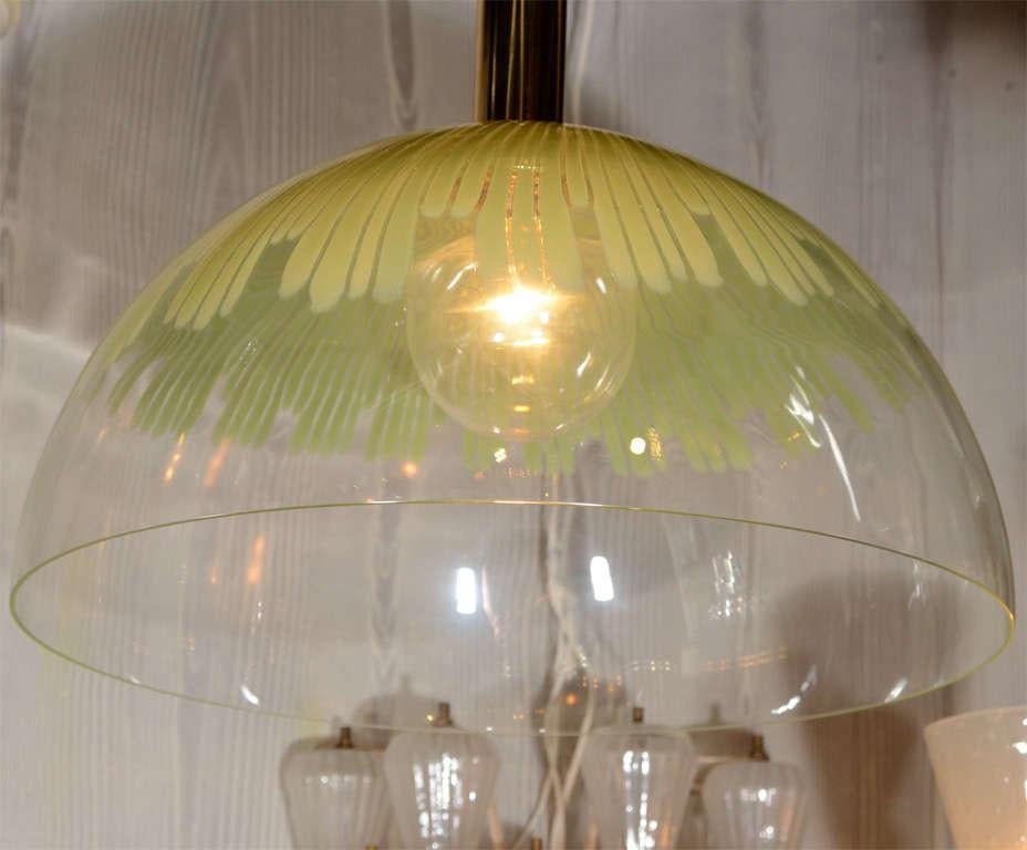 Late 20th Century Venini Green Dome Pendant Light by Ludovico Diaz de Santillana For Sale