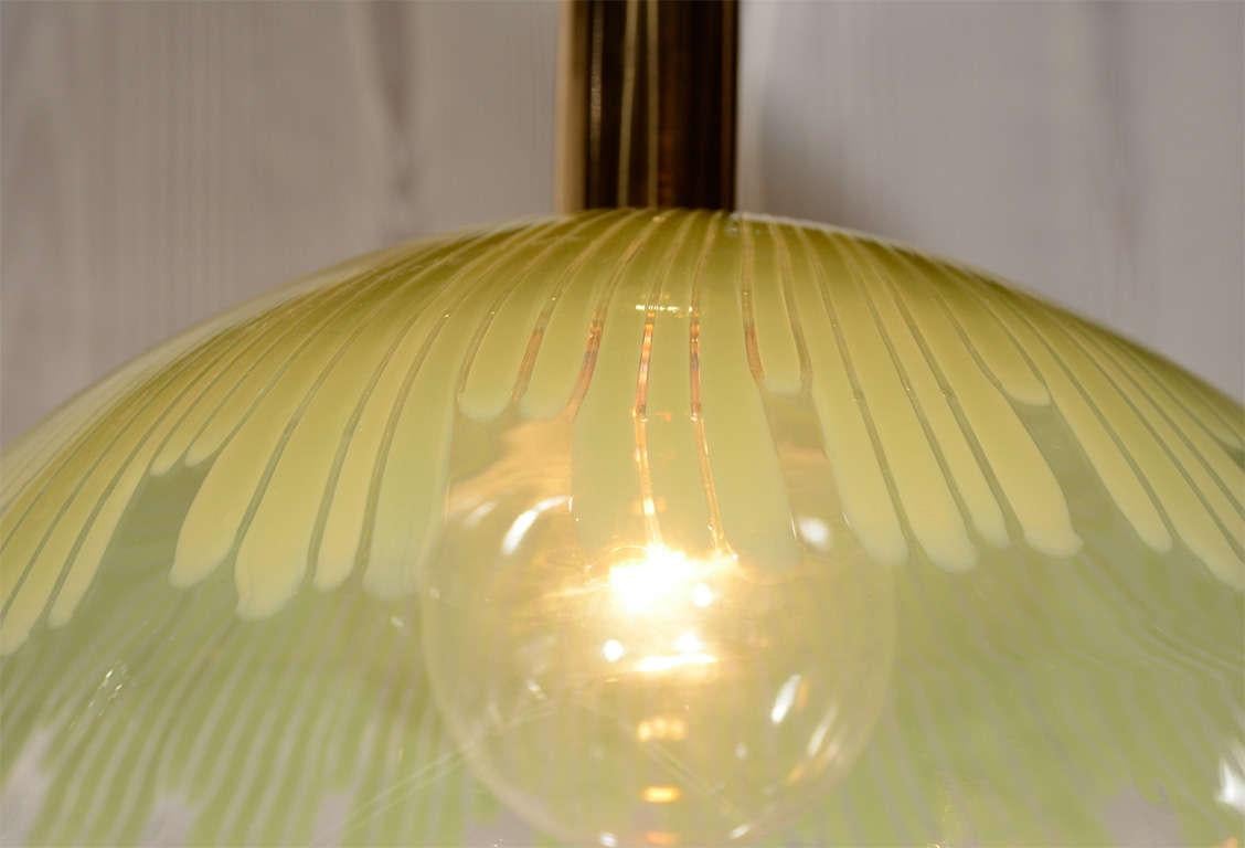 Brass Venini Green Dome Pendant Light by Ludovico Diaz de Santillana For Sale