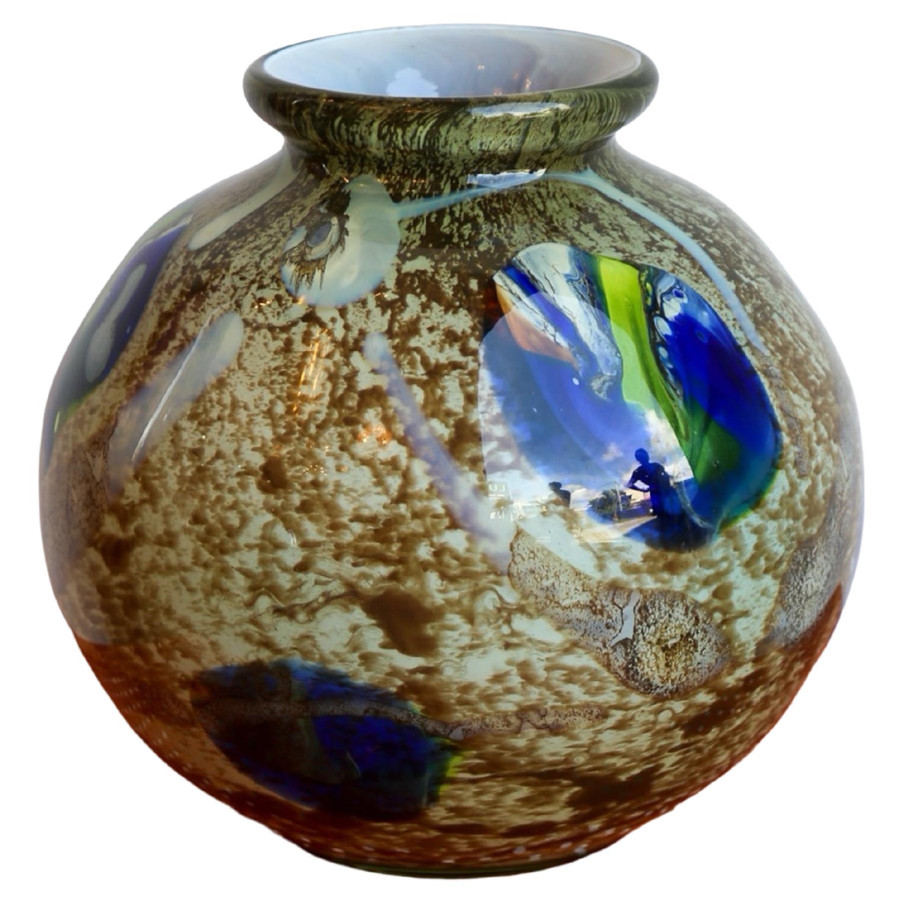 Venini Große kugelförmige Vase aus Murano-Glas 1907er