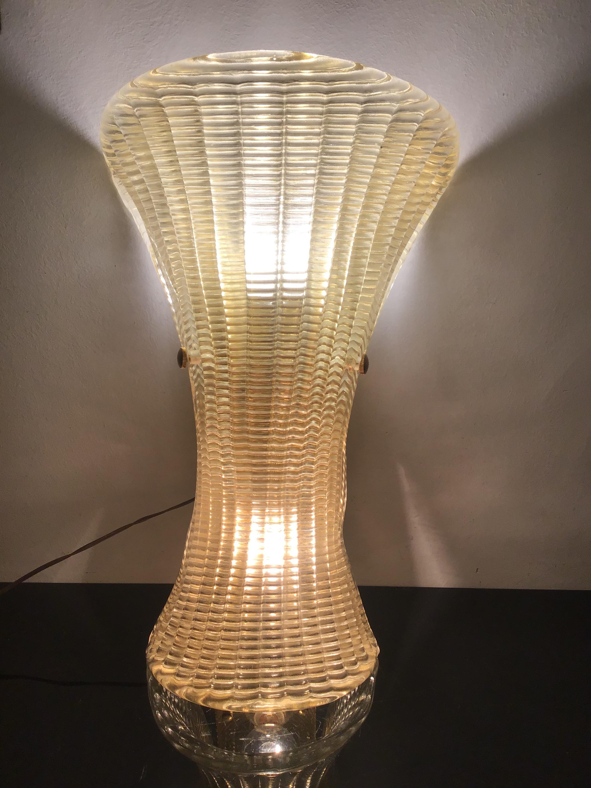 VENINI Large Sconce Gold Murano Glass Brass 1950 Italy  For Sale 5