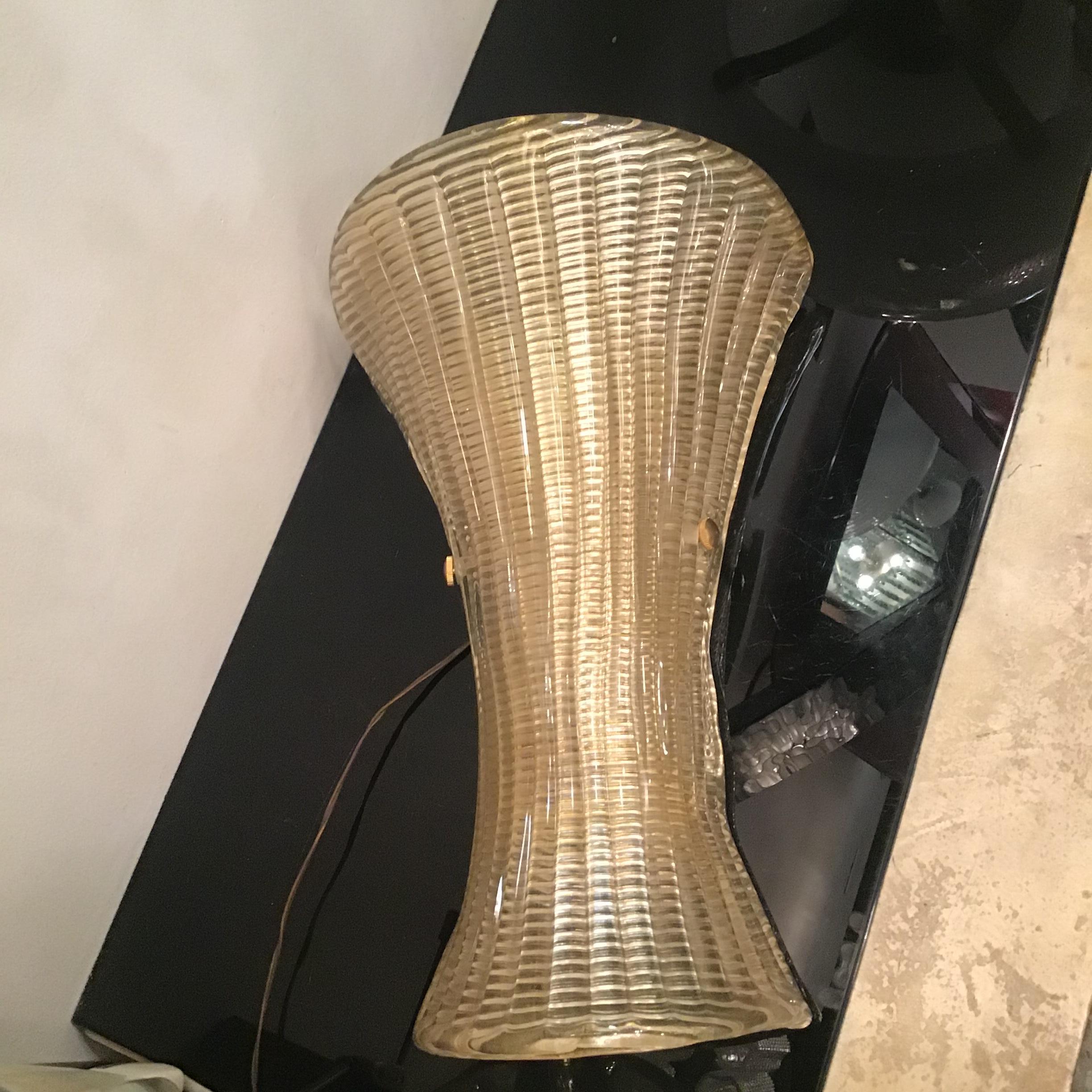 Italian VENINI Large Sconce Gold Murano Glass Brass 1950 Italy  For Sale