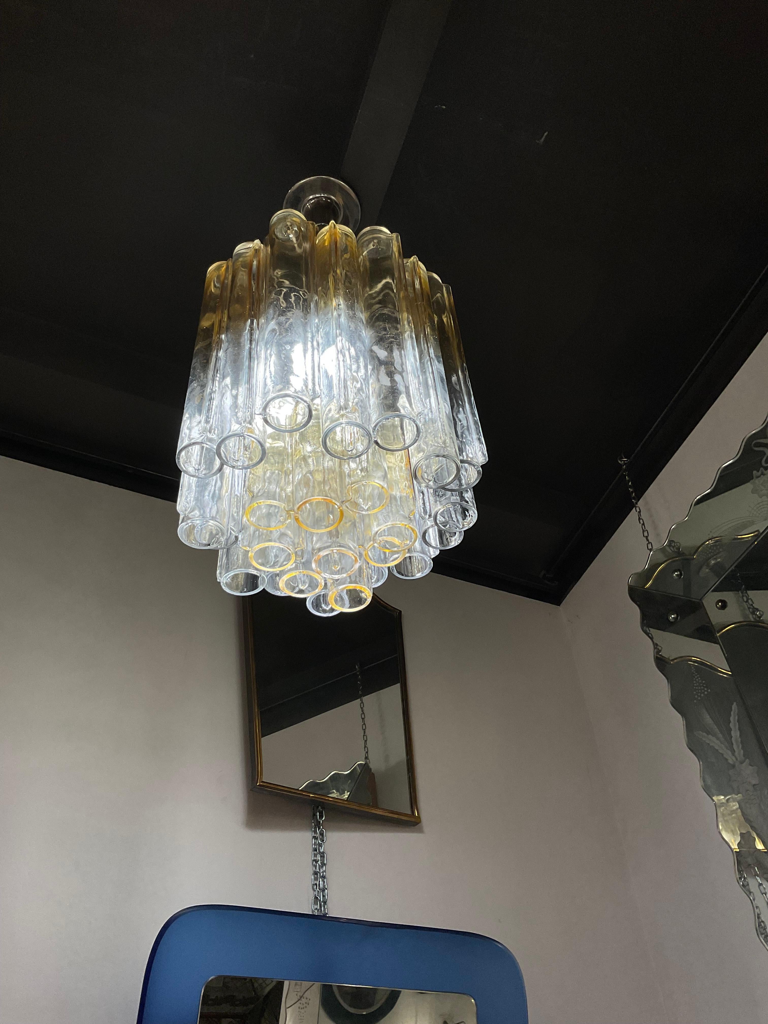 Fait main VENINI - Ludovico Diaz de Santillana - Lustre modèle Calze - MURANO 1970 en vente