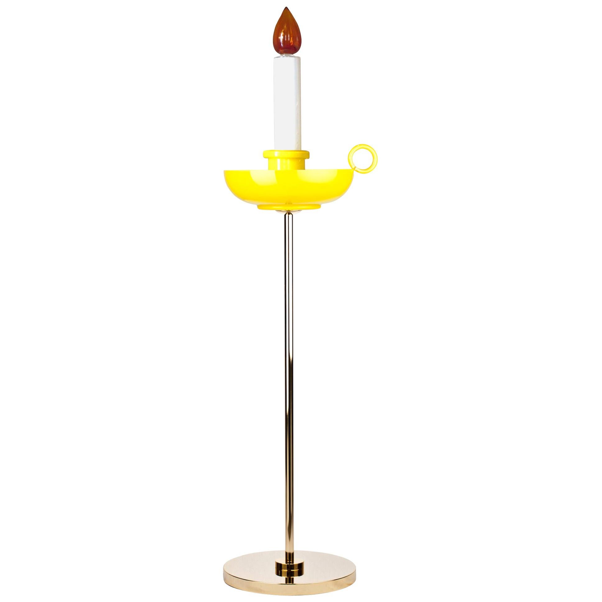 Venini Mae West Candlestick Floor Light in Yellow by Studio Job
