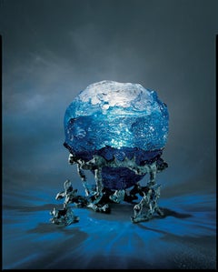 Venini Mappamondo Table Light in Horizon and Sapphire by Sandro Chia