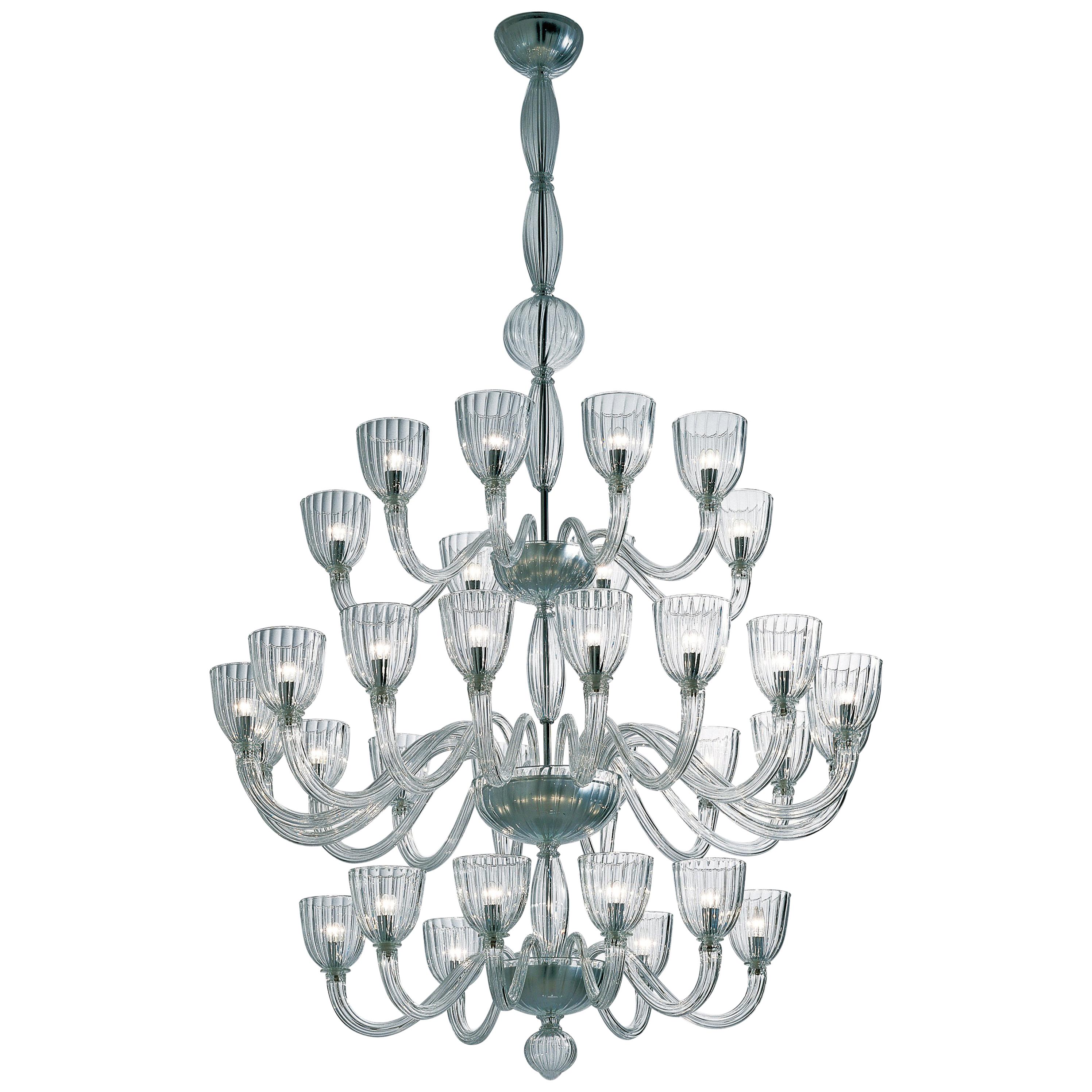 Venini Martinengo Thirty-two-light Chandelier in Crystal For Sale