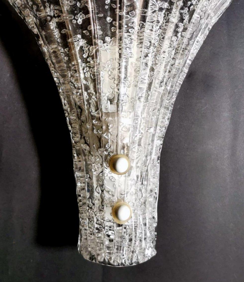 20ième siècle Paire d'appliques de Murano en verre « Pulegoso » attribuées à Venini-Martinuzzi en vente