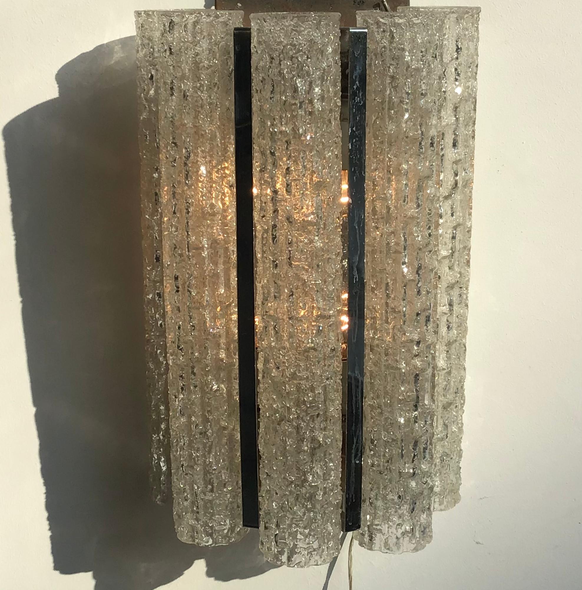 Other Venini “Mazzega“ Sconce 1955 Glass Metal Crome Italy For Sale