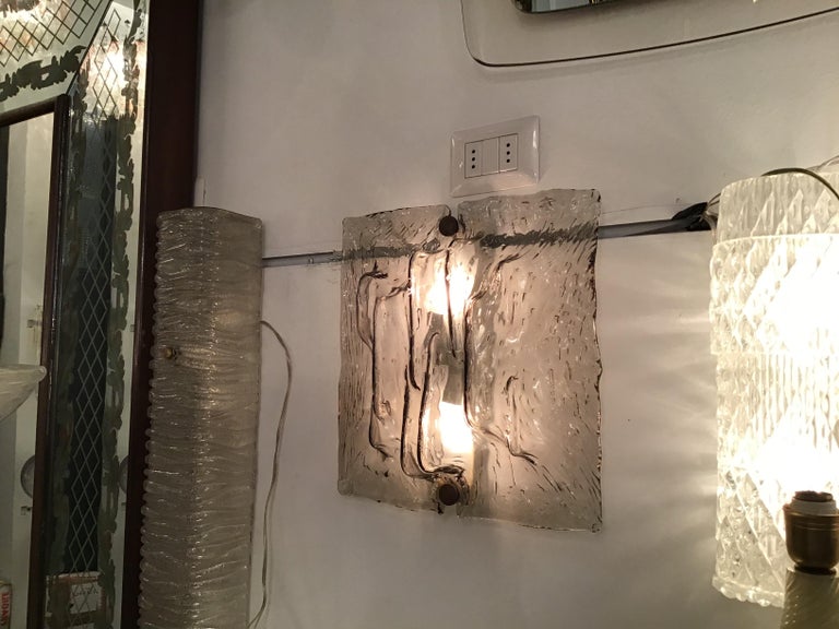 Venini “Mazzega” Sconces Murano Glass Brass Italian, 1958 For Sale at