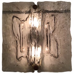 Venini “Mazzega” Sconces Murano Glass Brass Italian, 1958