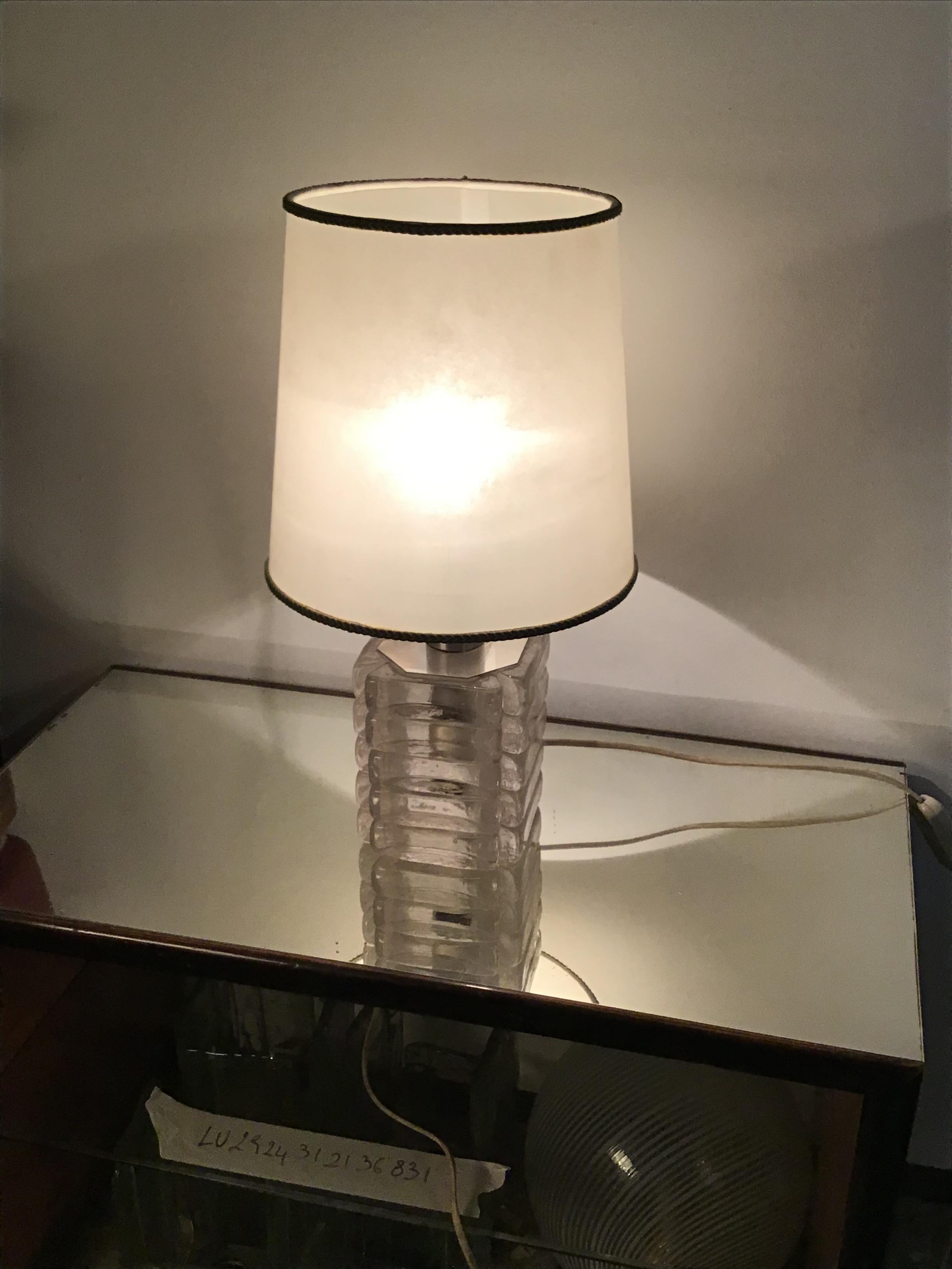 Venini Mazzega table lamp Murano glass metal Crome, 1965, Italy.