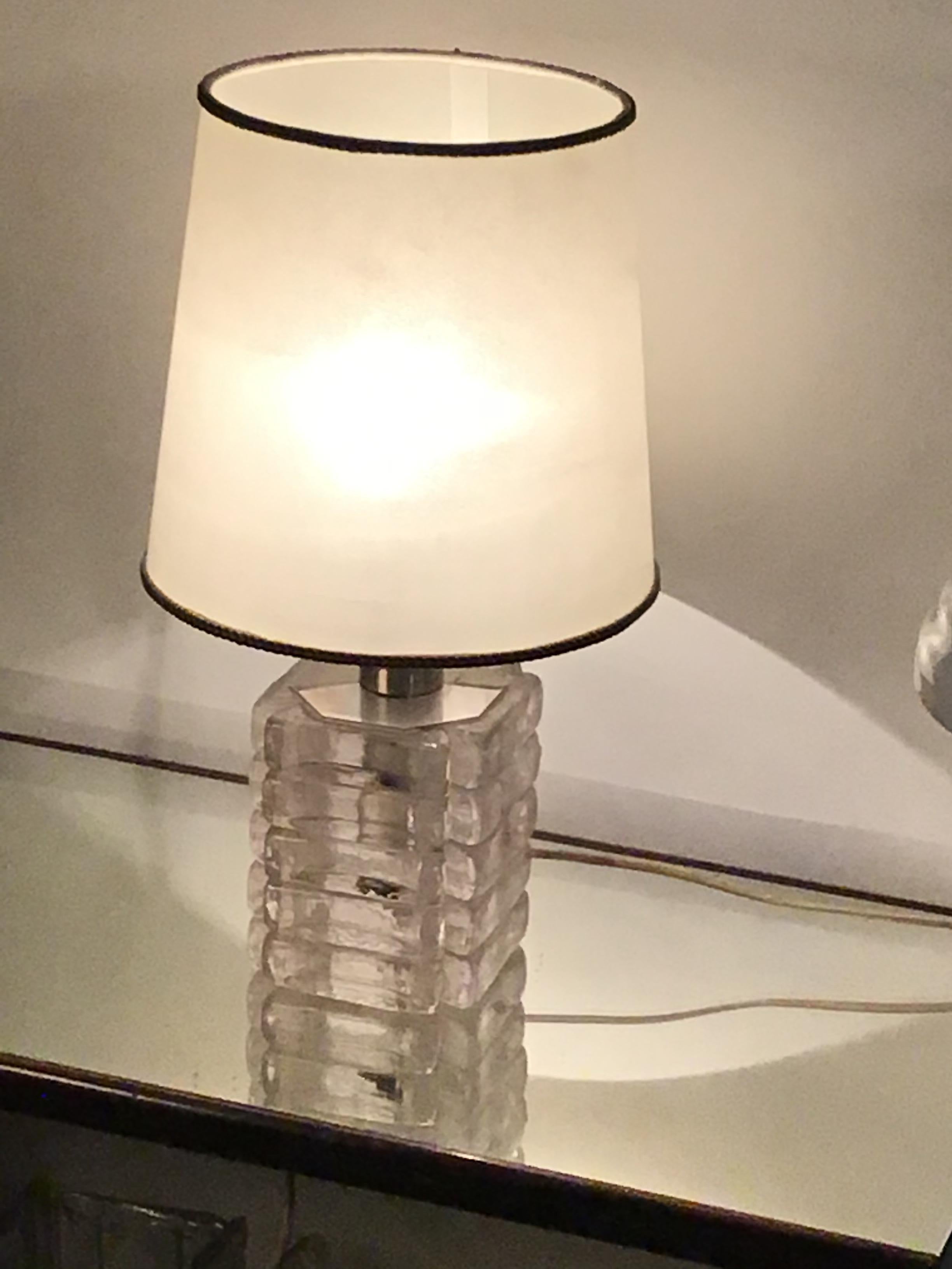 Venini Mazzega Table Lamp Murano Glass Metal Crome, 1965, Italy For Sale 1